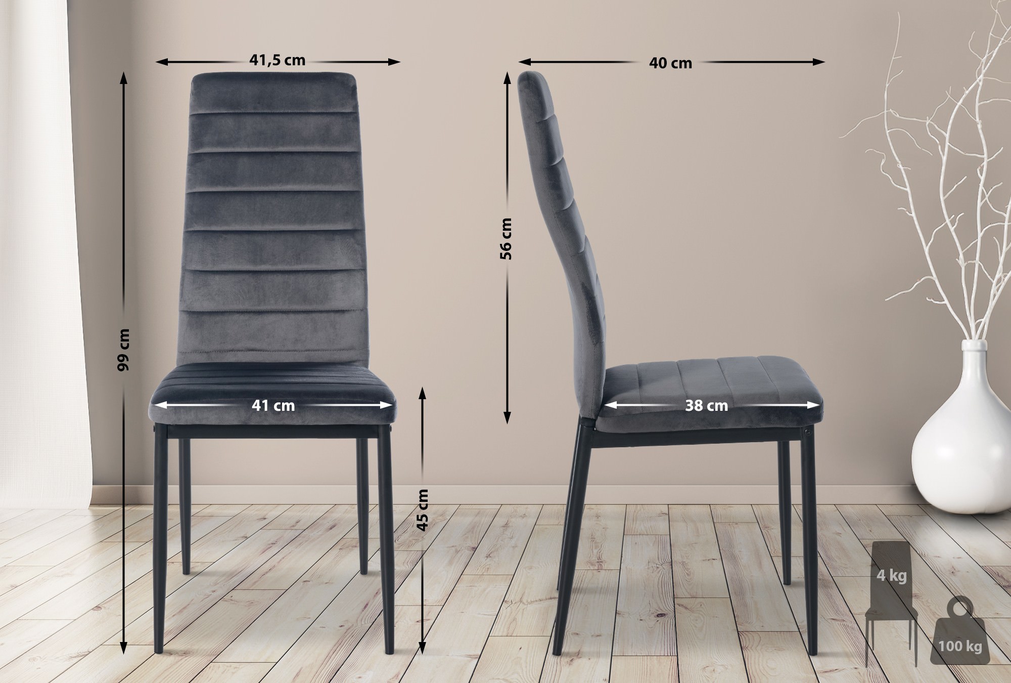 Juego de 4 sillas de comedor Mayfair