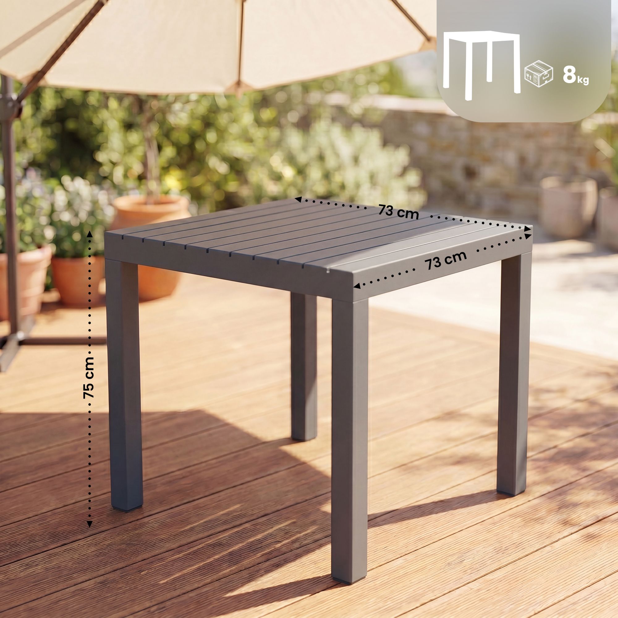 Mesa de jardín Kato 73 x 73 cm