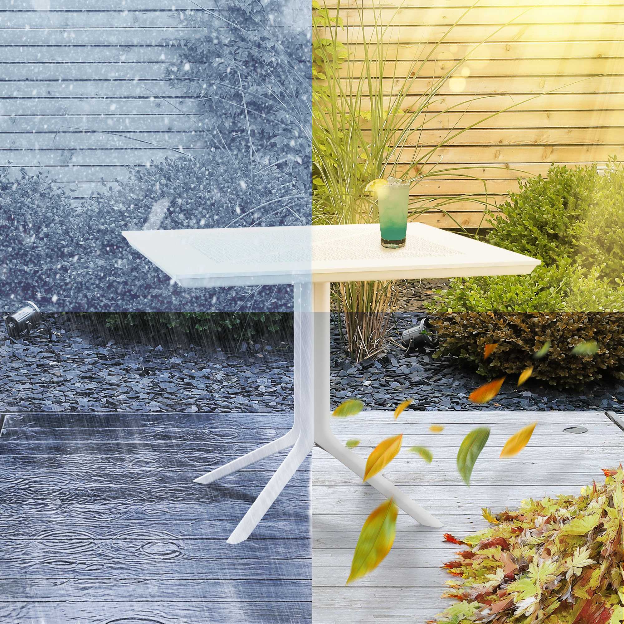 Mesa de jardín Lenval 80x80 cm Mesa de exterior en blanco o negro