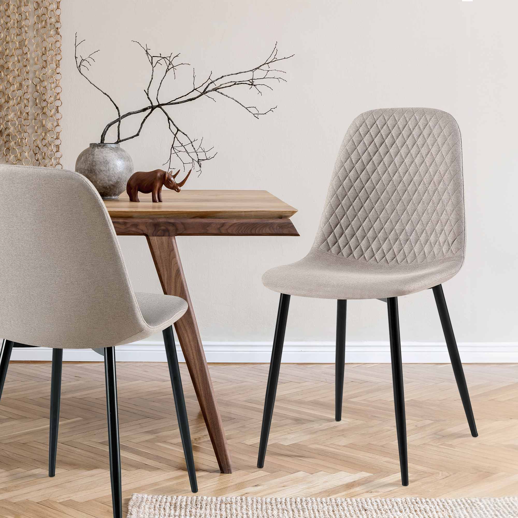 Set de 4 sillas de comedor Giverny en tela o terciopelo