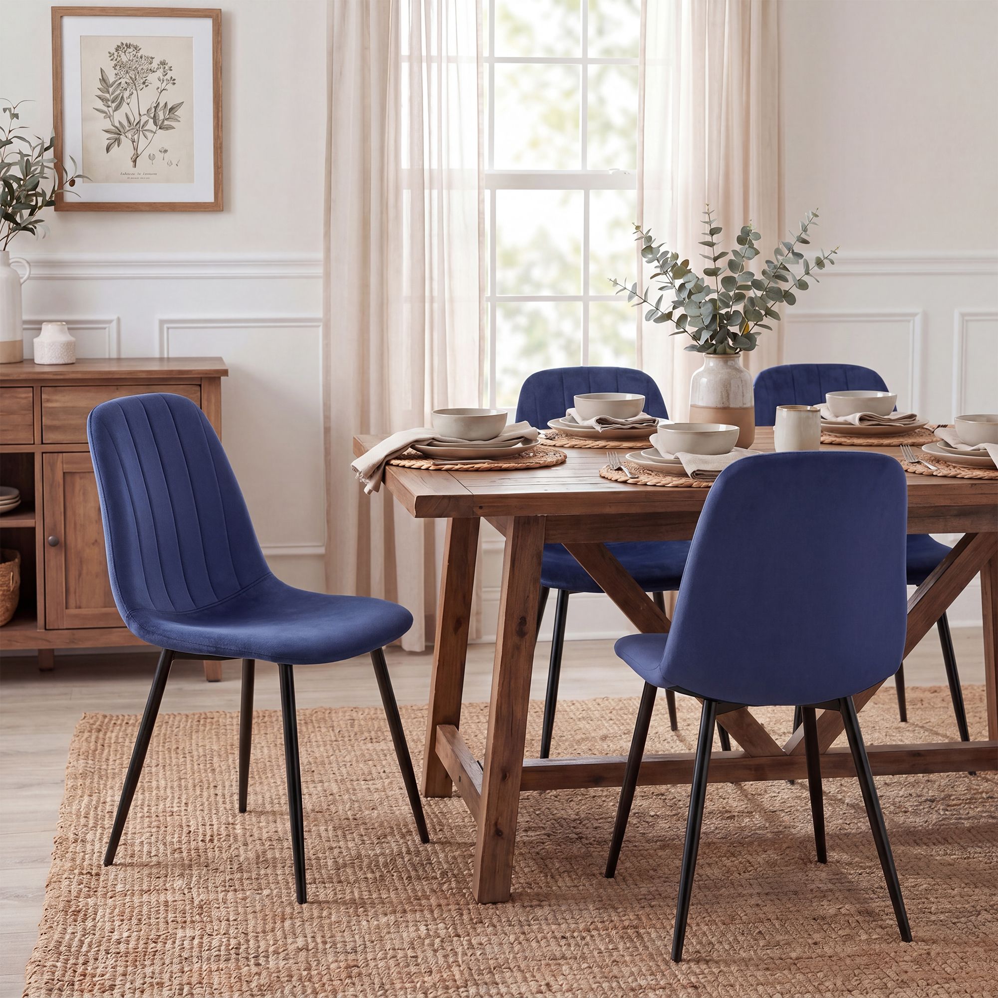 Juego de 4 sillas de comedor Baxter de terciopelo