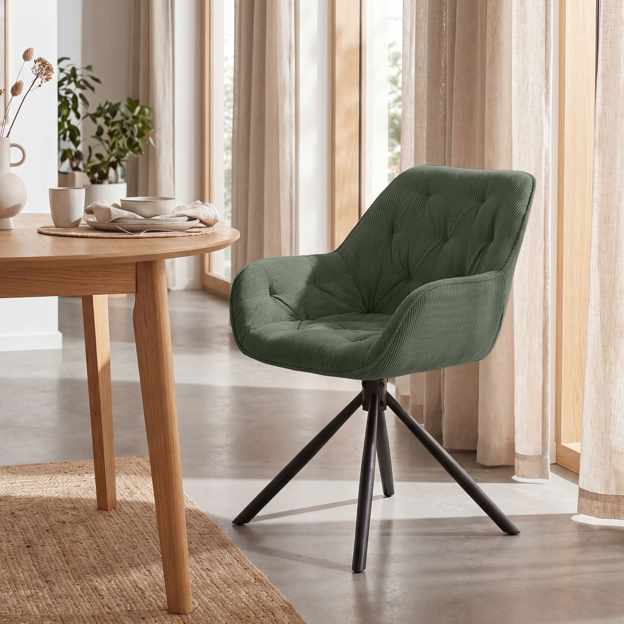 Silla de comedor Rimio de pana