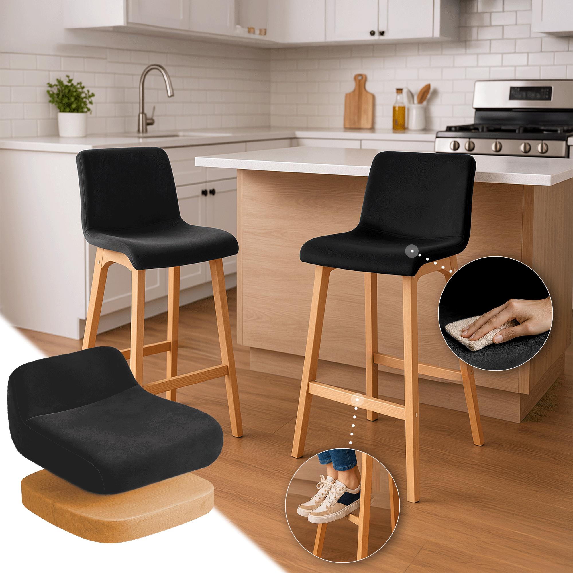 Taburete de bar Hover terciopelo estructura de cuatro patas Natura