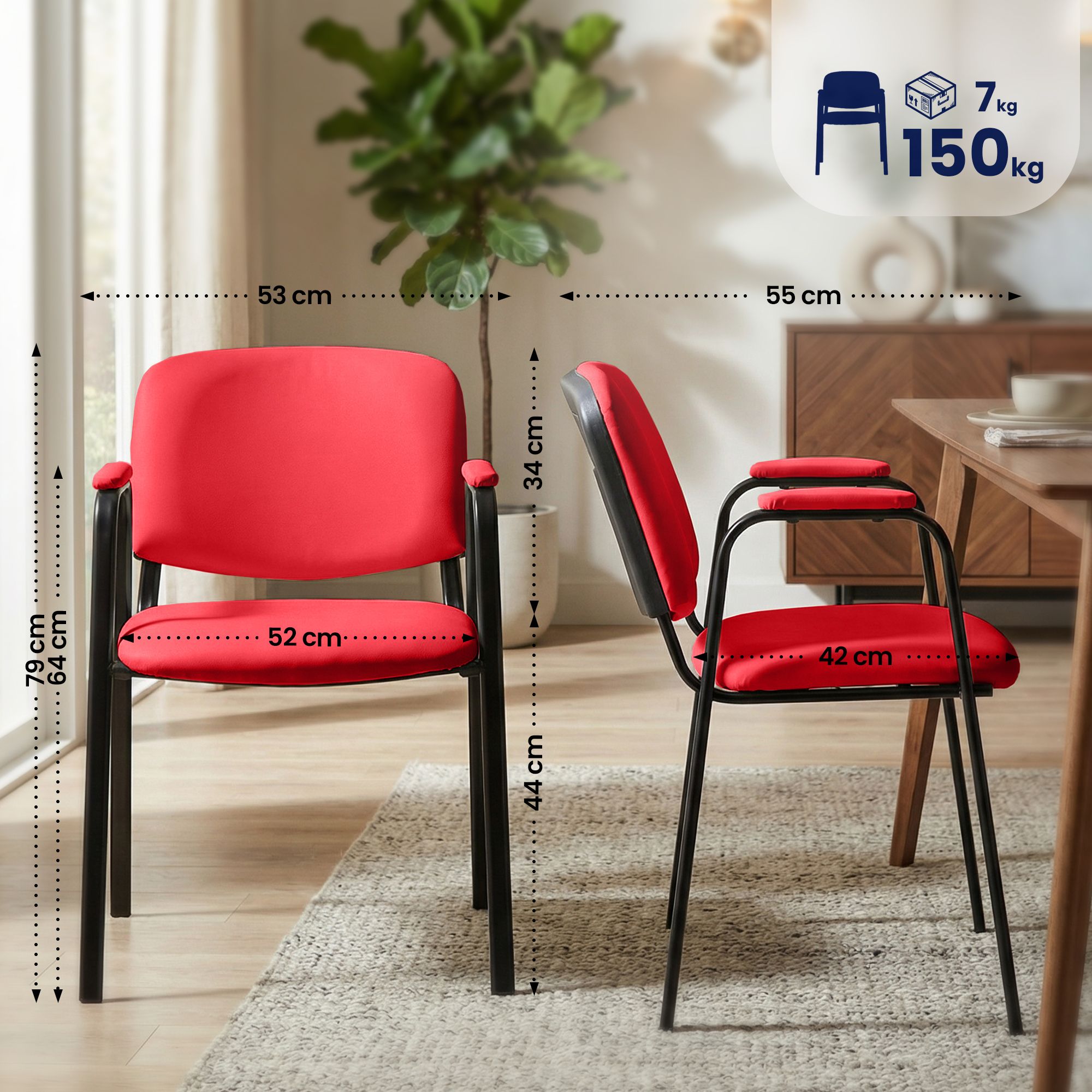 Set de 4 sillas apilables Ken Pro de piel sintética