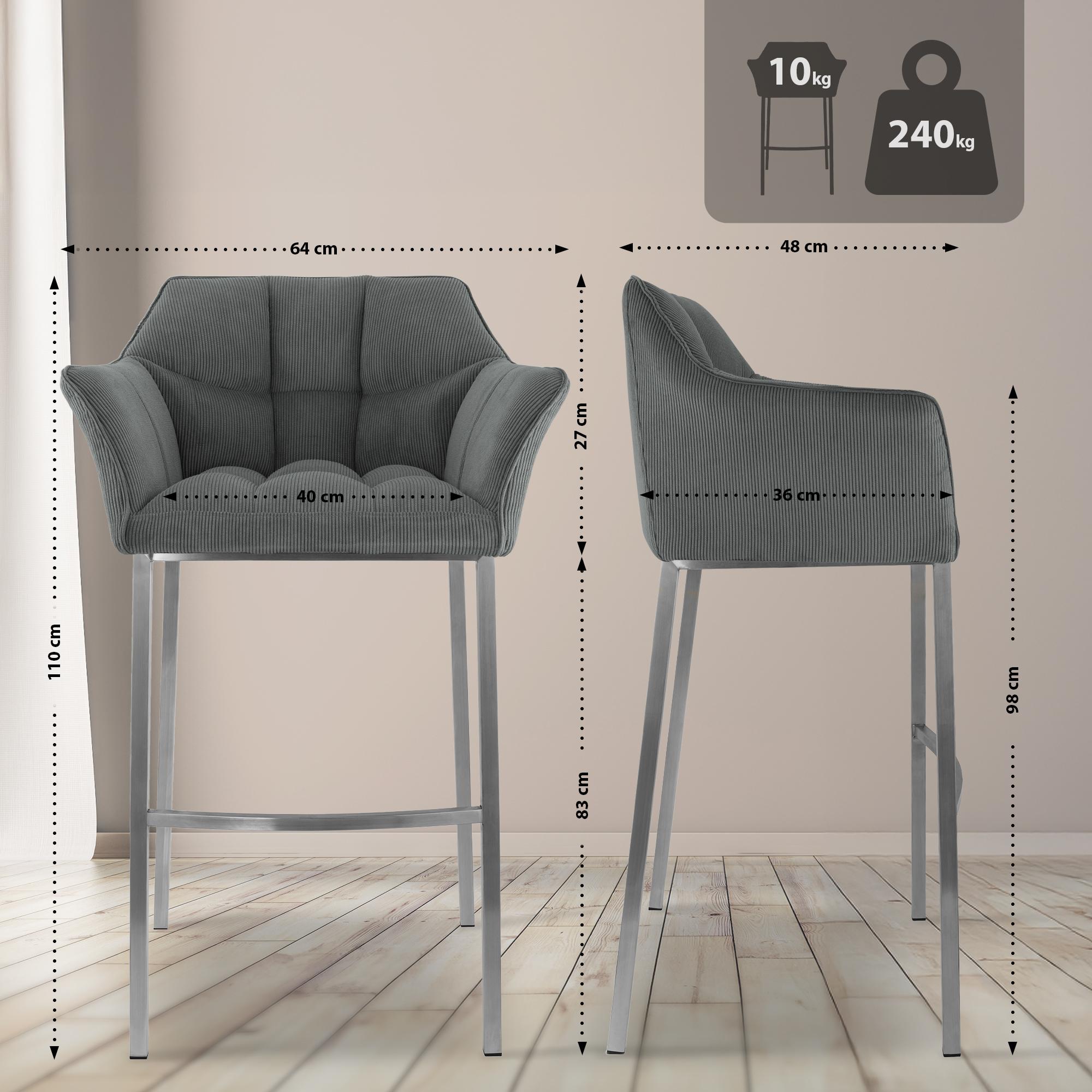 Taburete de bar Damaso Cord con base de cuatro patas