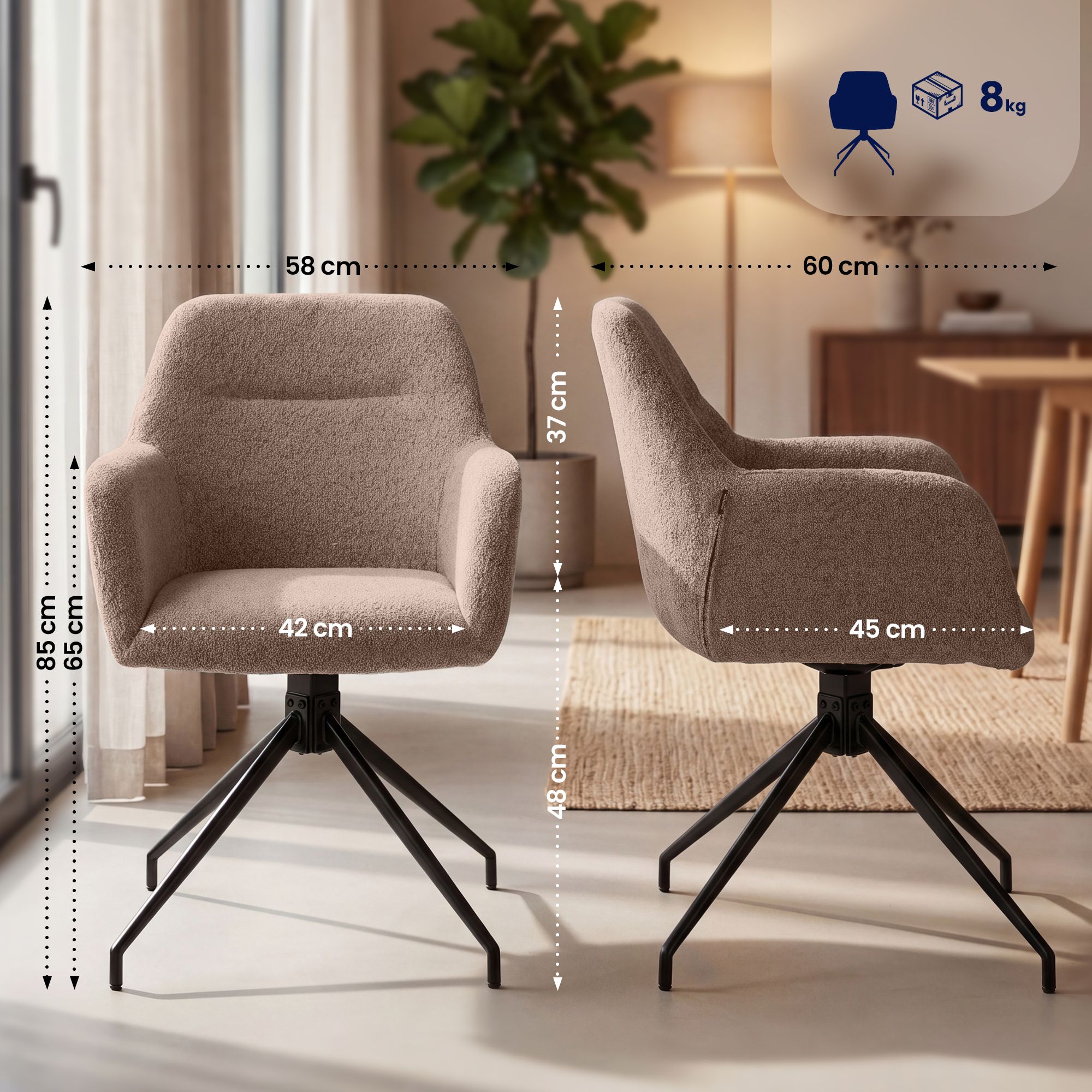 Silla de Comedor Merlinda con Tejido Teddy