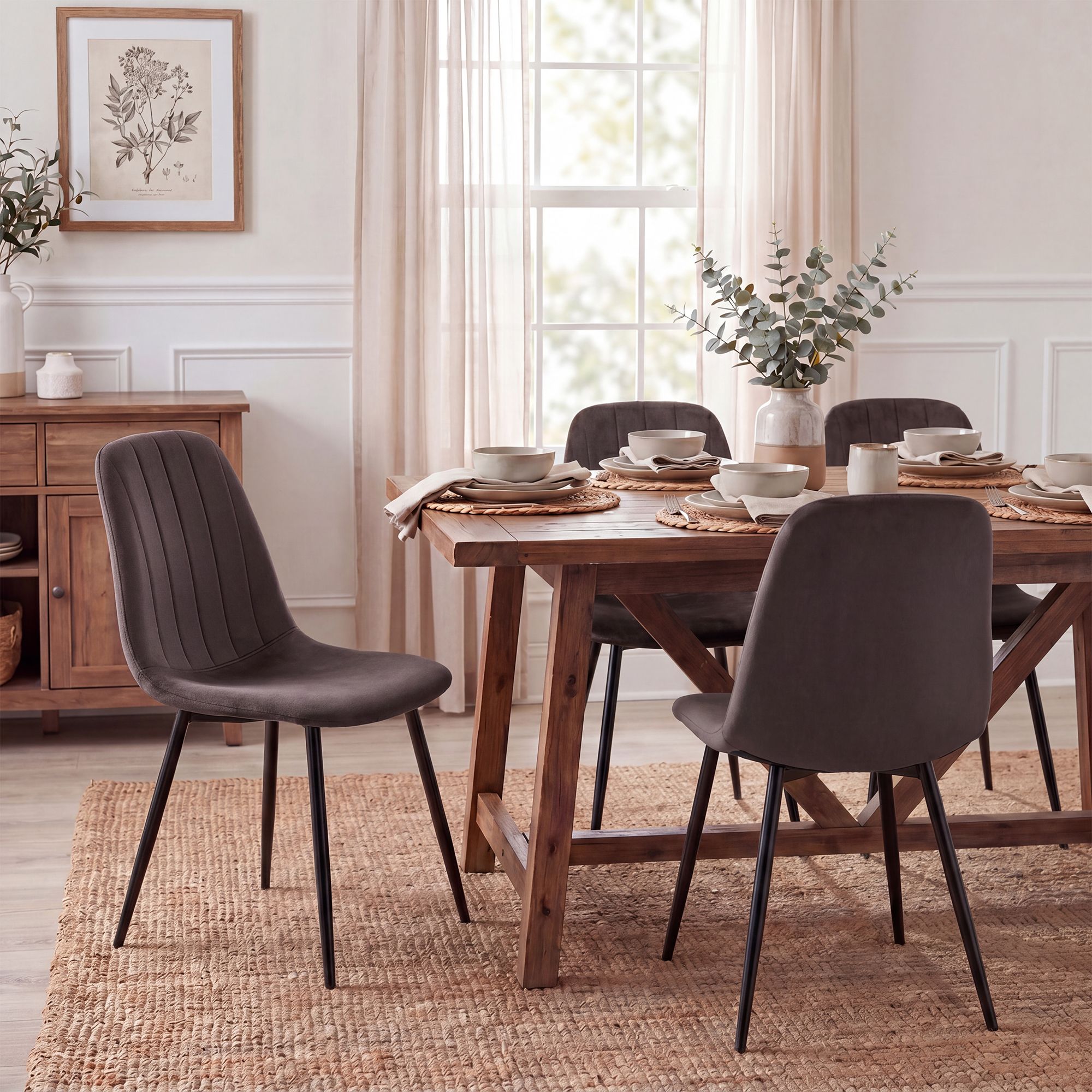 Silla de comedor Baxter de terciopelo