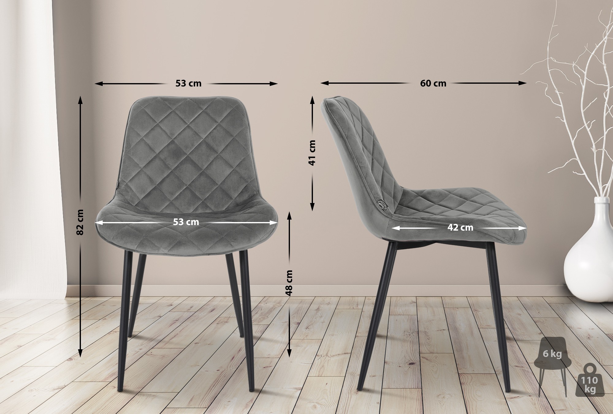 Silla de comedor Springs en terciopelo