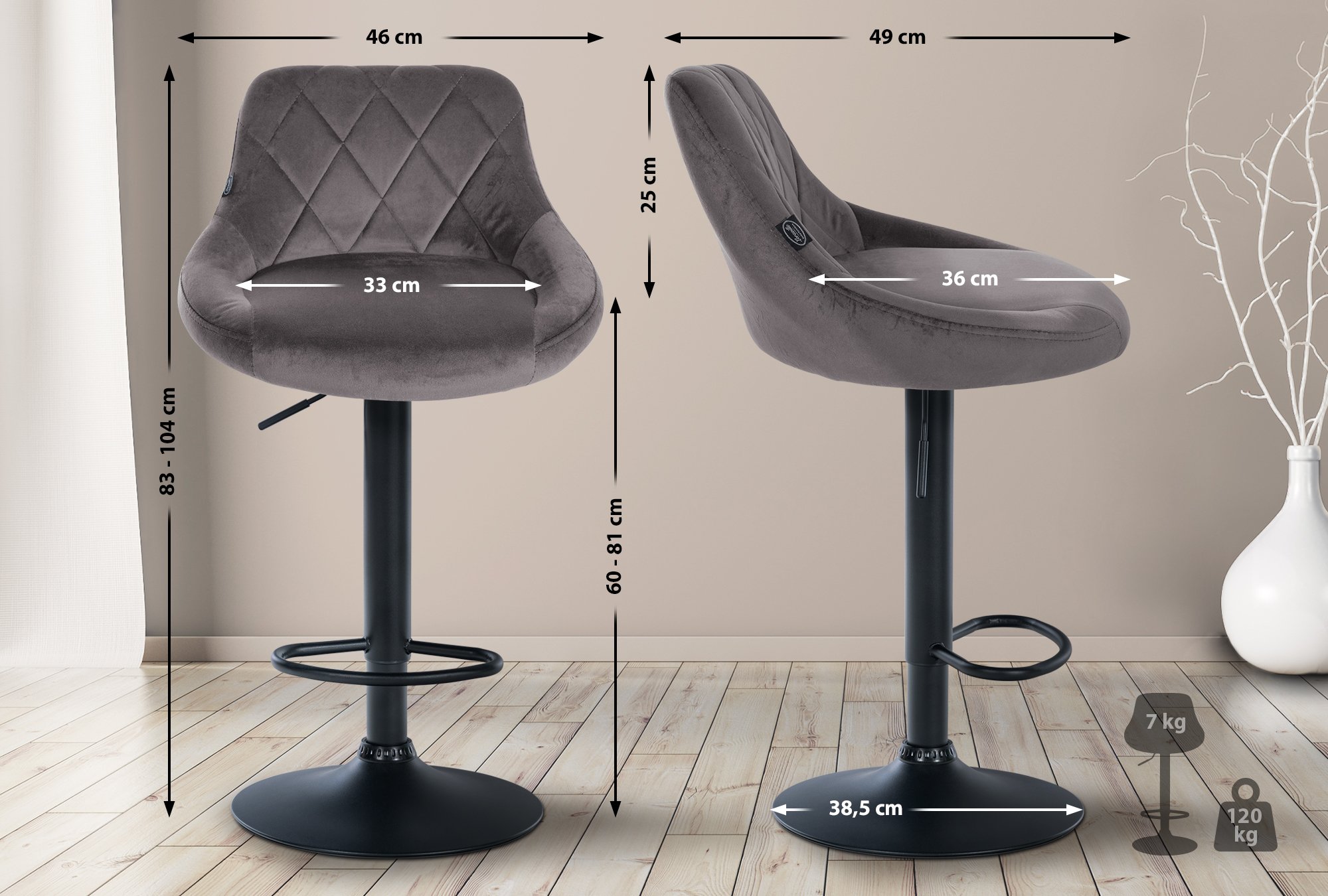 Set de 2 Taburetes Lazio en terciopelo