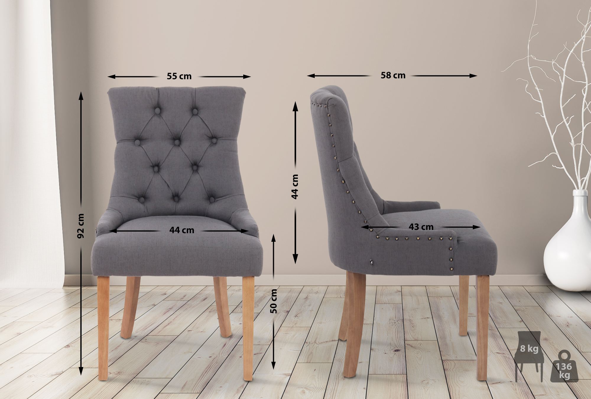 Silla De Comedor Aberdeen En Tela