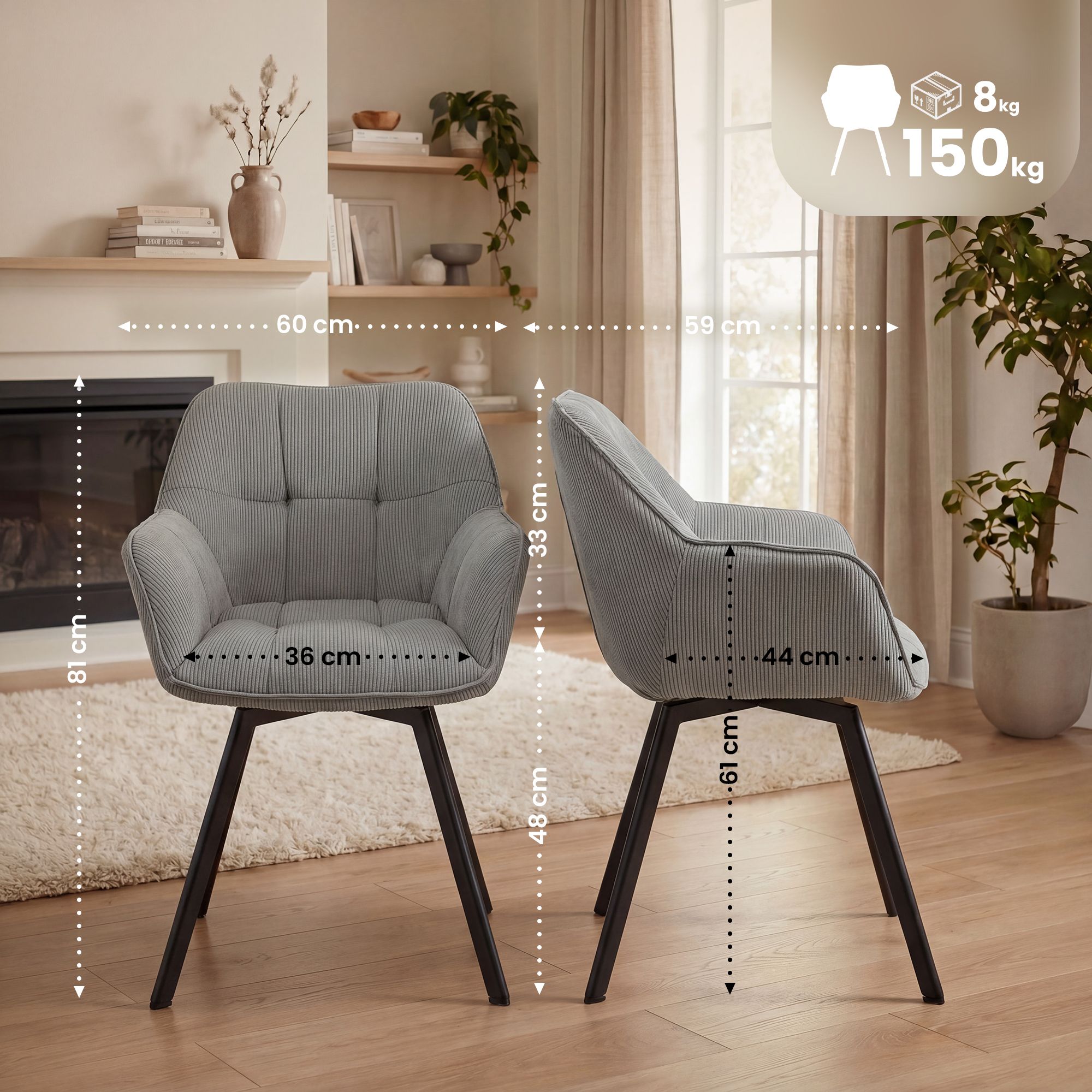 Silla de comedor Jordi Cord