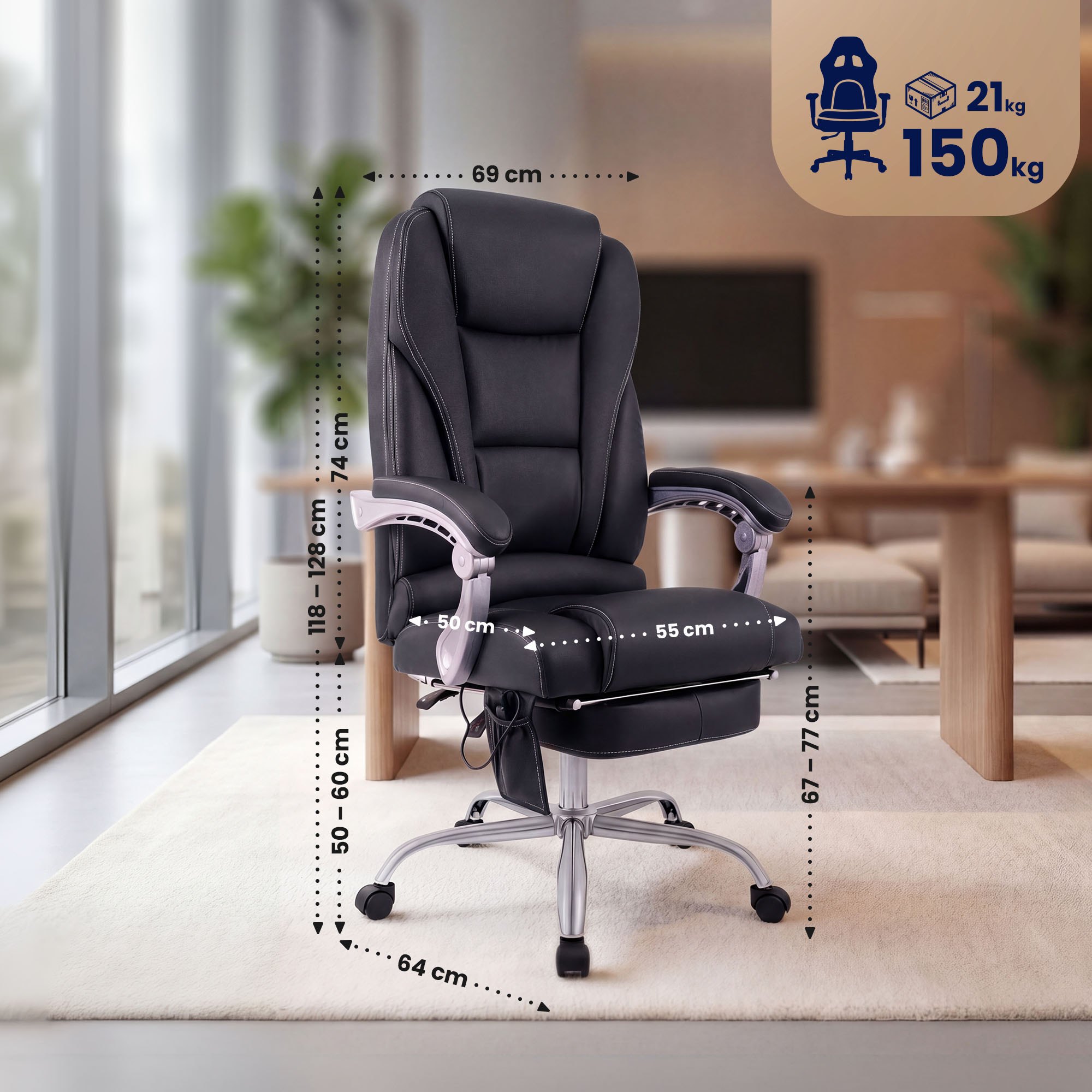 Sillon de oficina Pacific con funcion de masaje