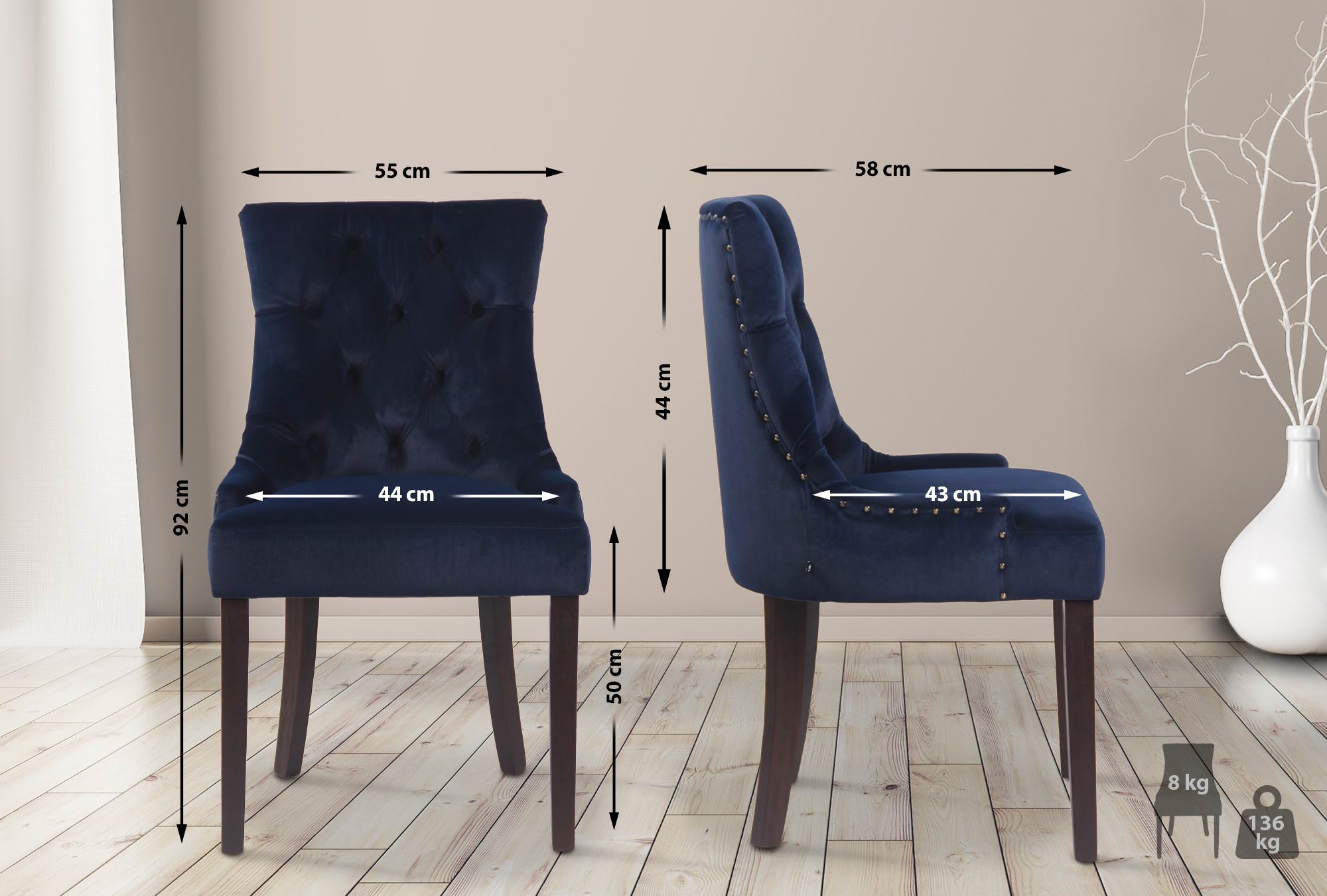 Silla De Comedor Aberdeen En Terciopelo