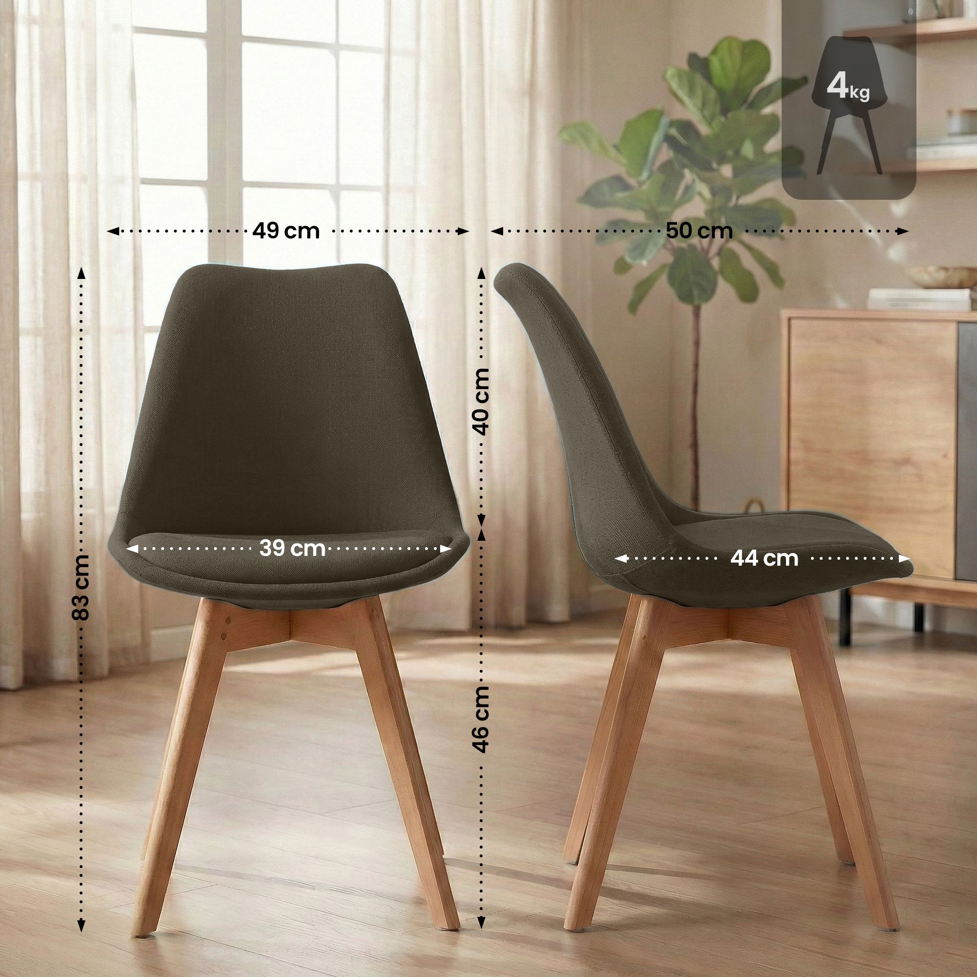 Silla de comedor Linares elegante, cómoda y fácil de limpiar Ideal para tu hogar