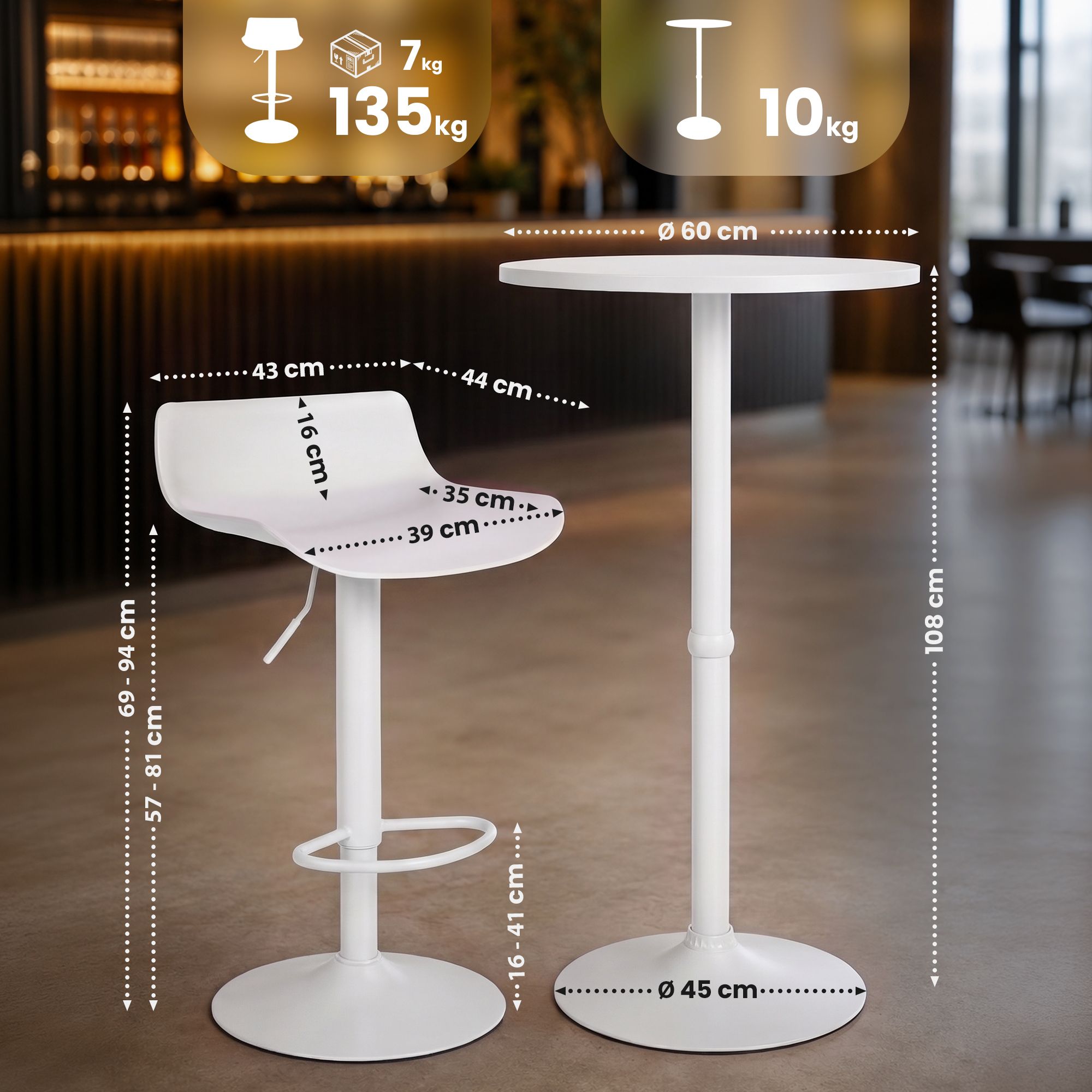 Conjunto de mesa de bar Navo con dos taburetes