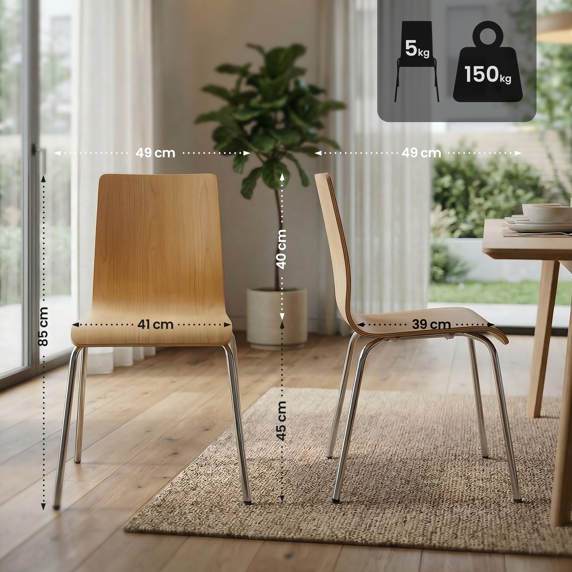 Set de 4 sillas apilables Gahanna