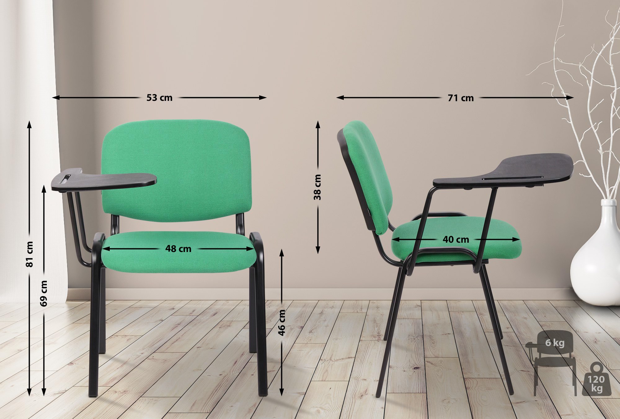 Juego de 4 sillas Ken en tela con mesa plegable