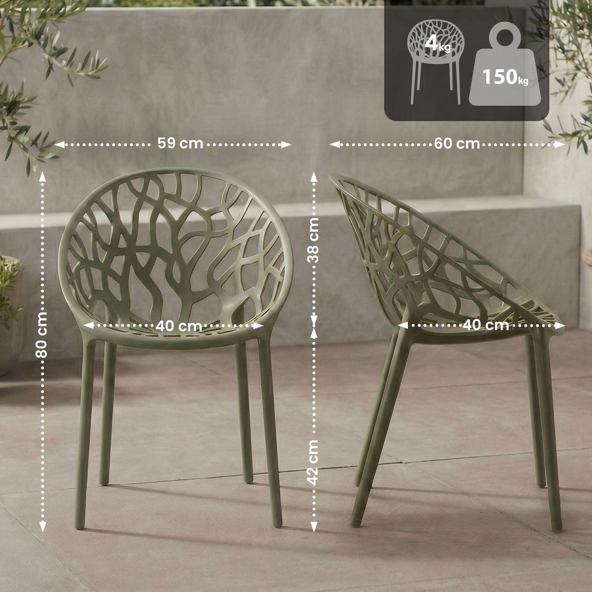 Juego de 2 Sillas de Jardín Hope
