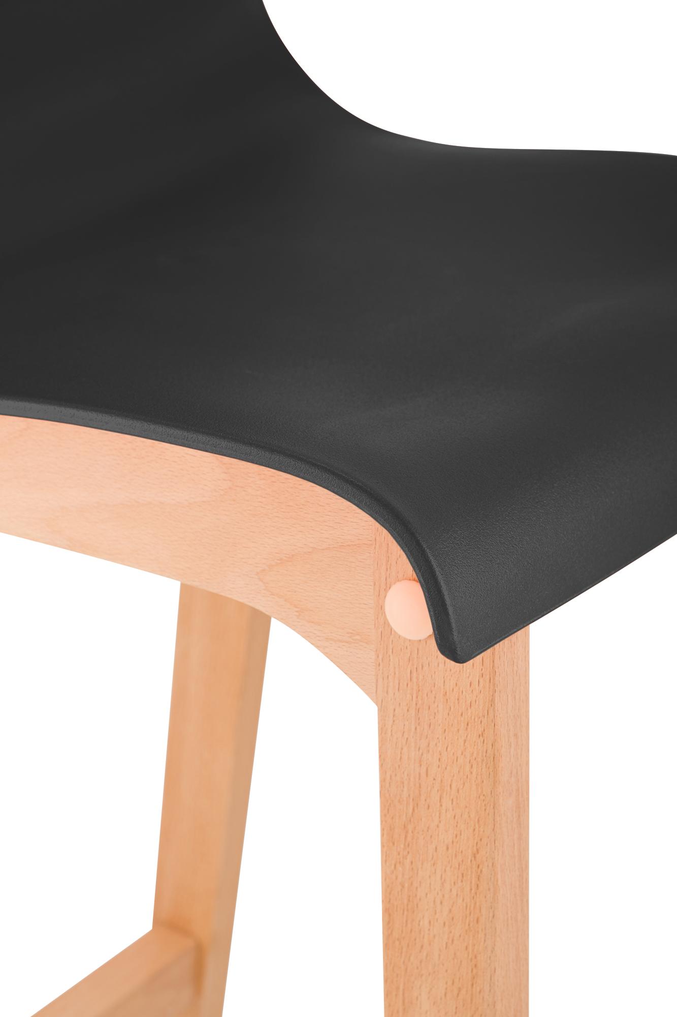 Juego de 2 taburetes de bar Hover Asiento de plástico Base de cuatro patas Natura
