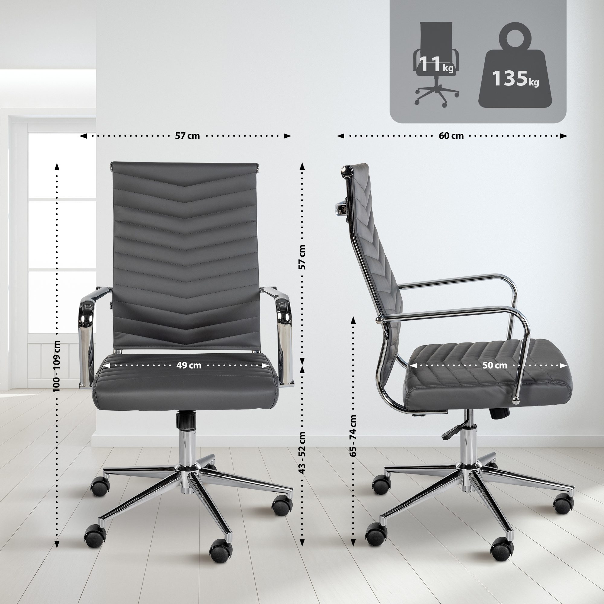 Silla de oficina de piel sintética Canby