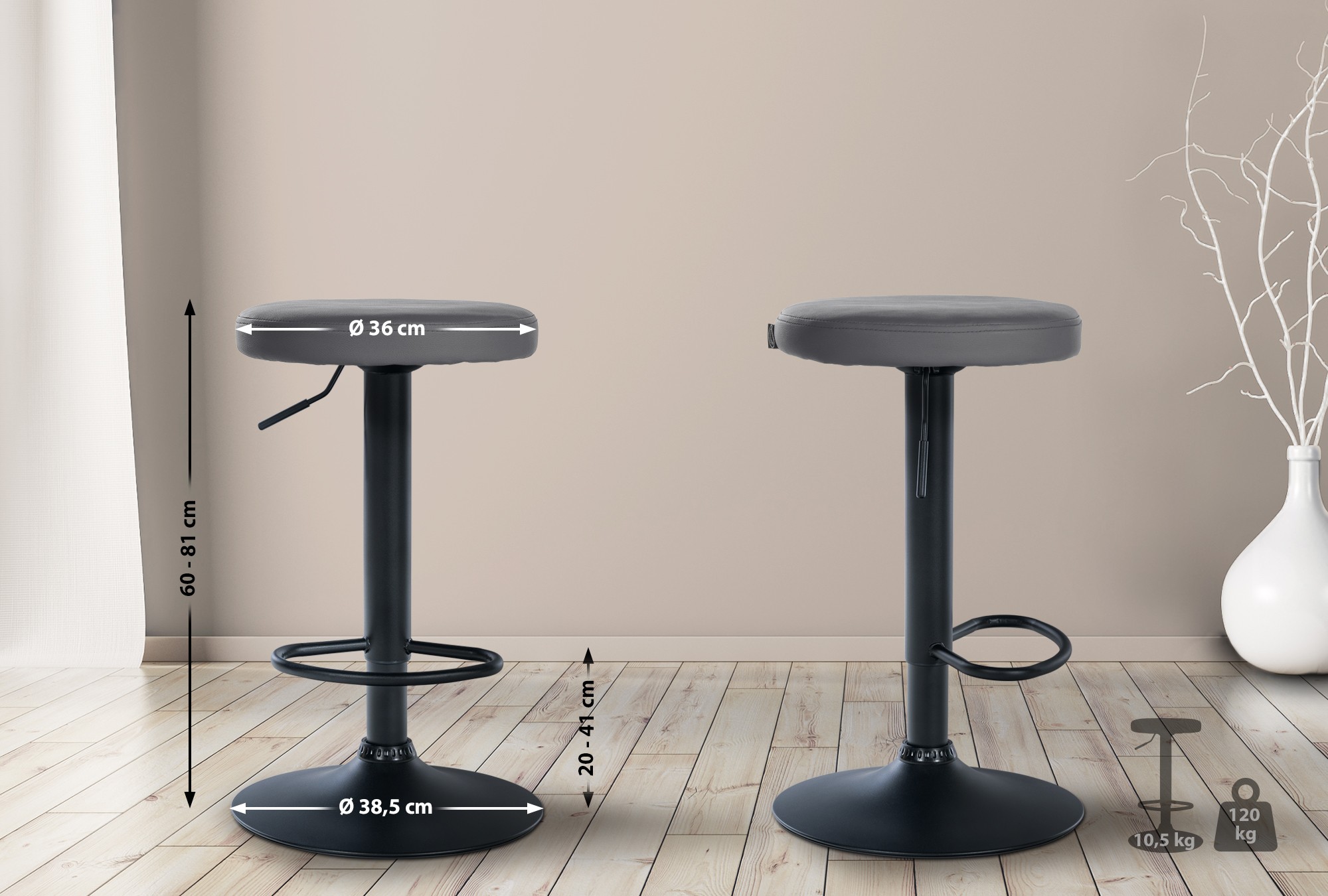 Set de 2 taburetes de bar Ponte en polipiel