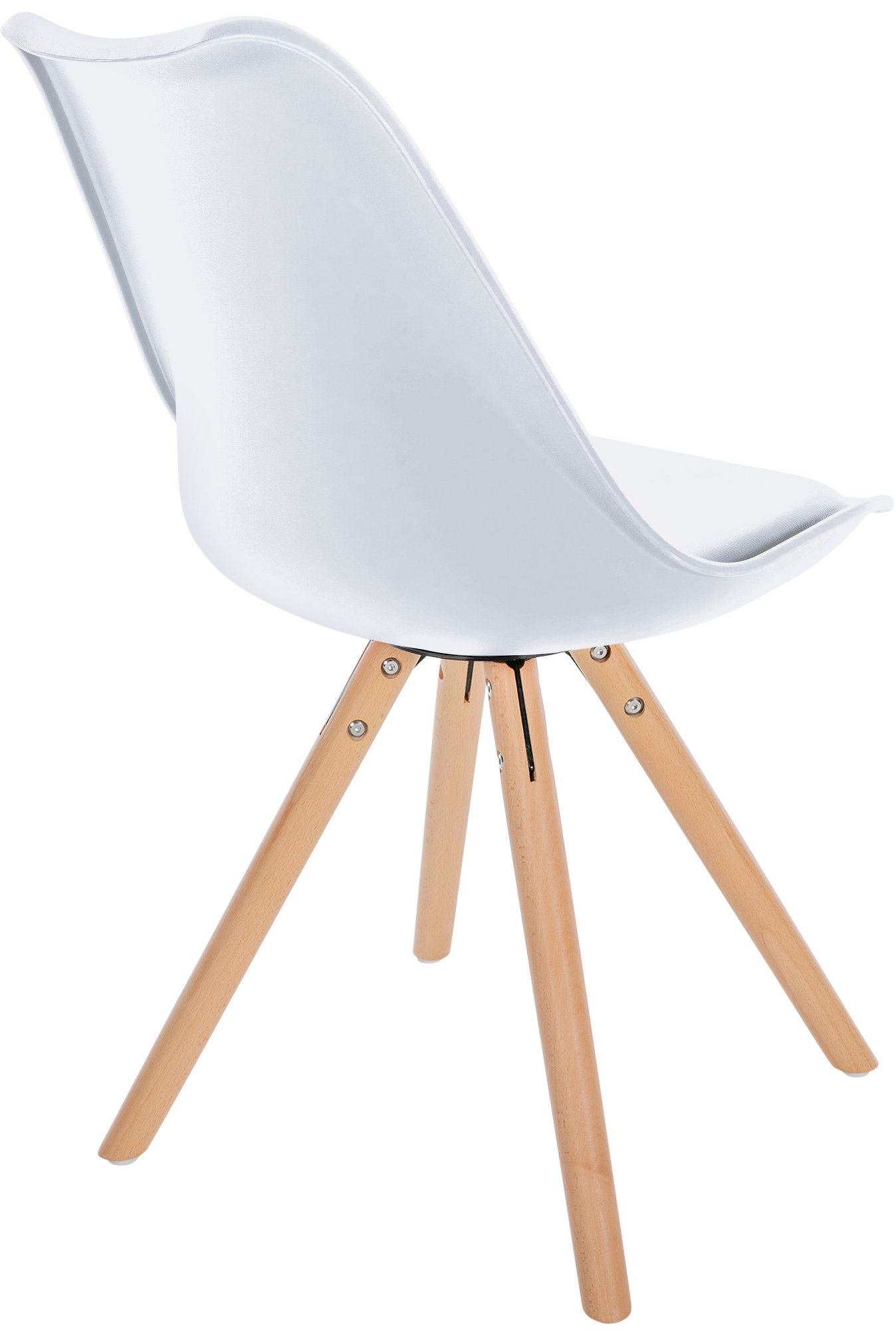 Set de 4 sillas de comedor Sofia con base de madera y asiento en polipiel