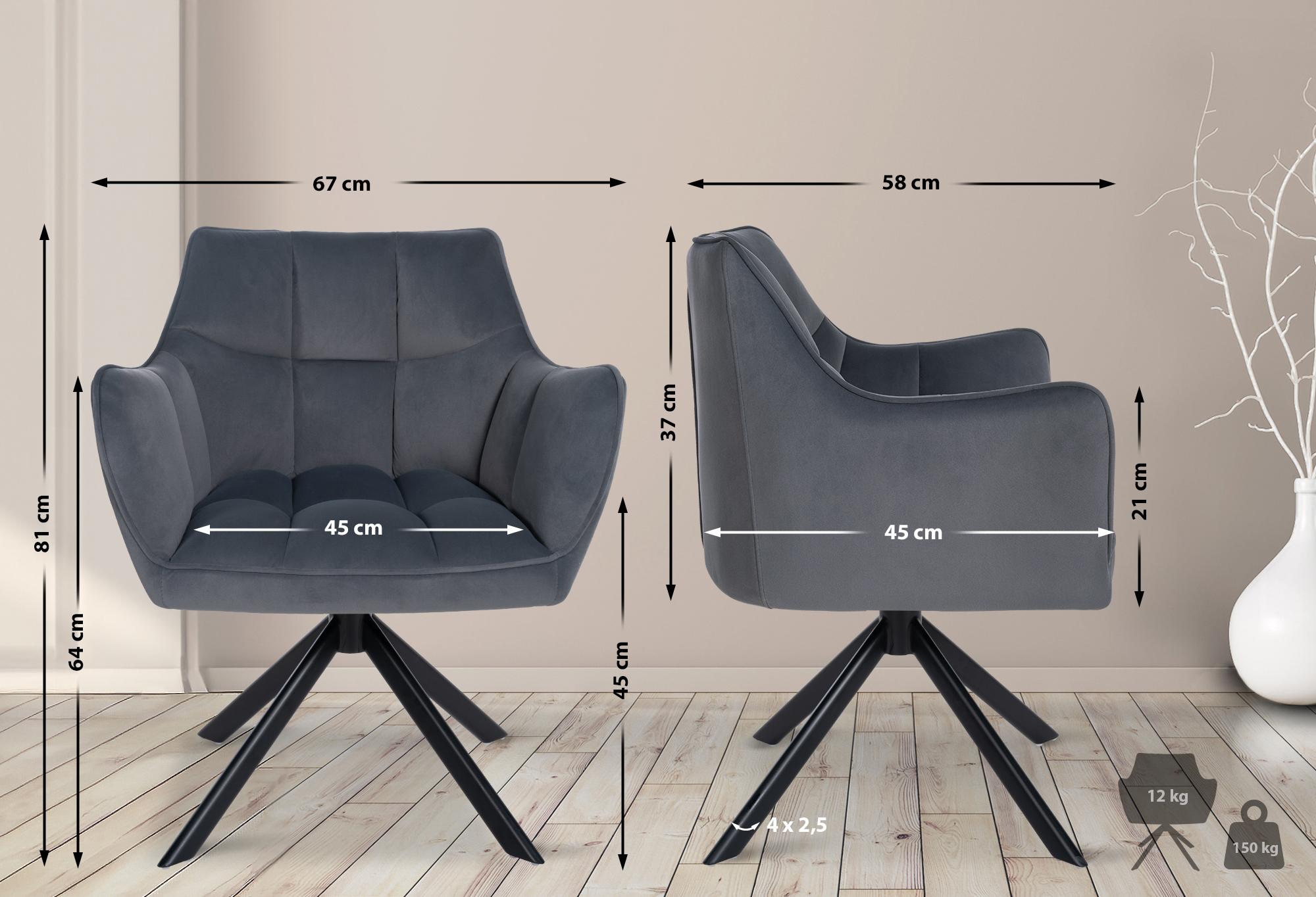 Silla de comedor Swing en terciopelo
