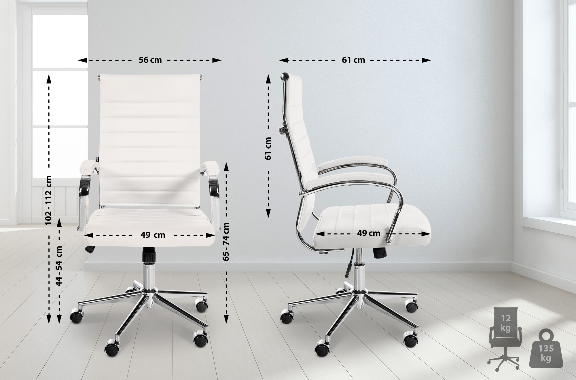 Silla de oficina Mollis de cuero auténtico