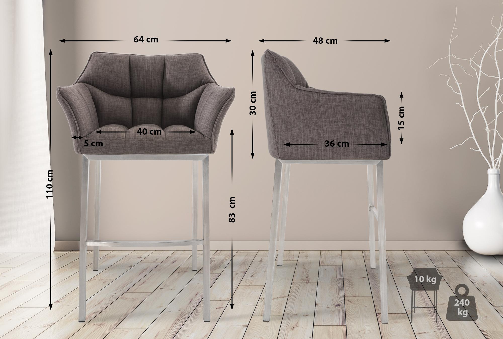 Taburete de Bar Damaso Tela con Base de Cuatro Patas