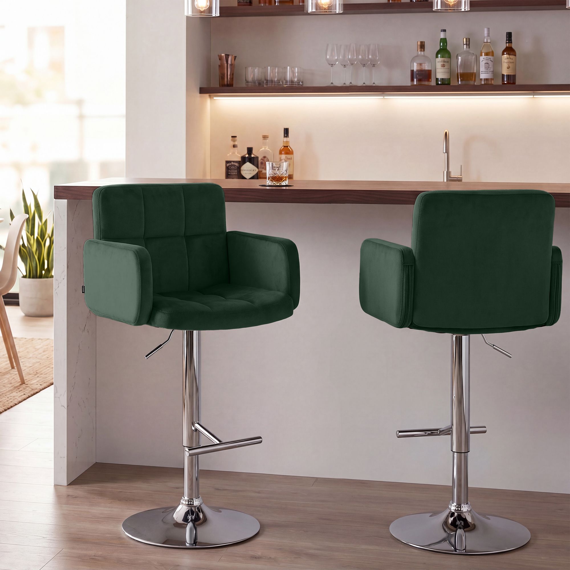 Lote de 2 taburetes de bar Los Angeles terciopelo