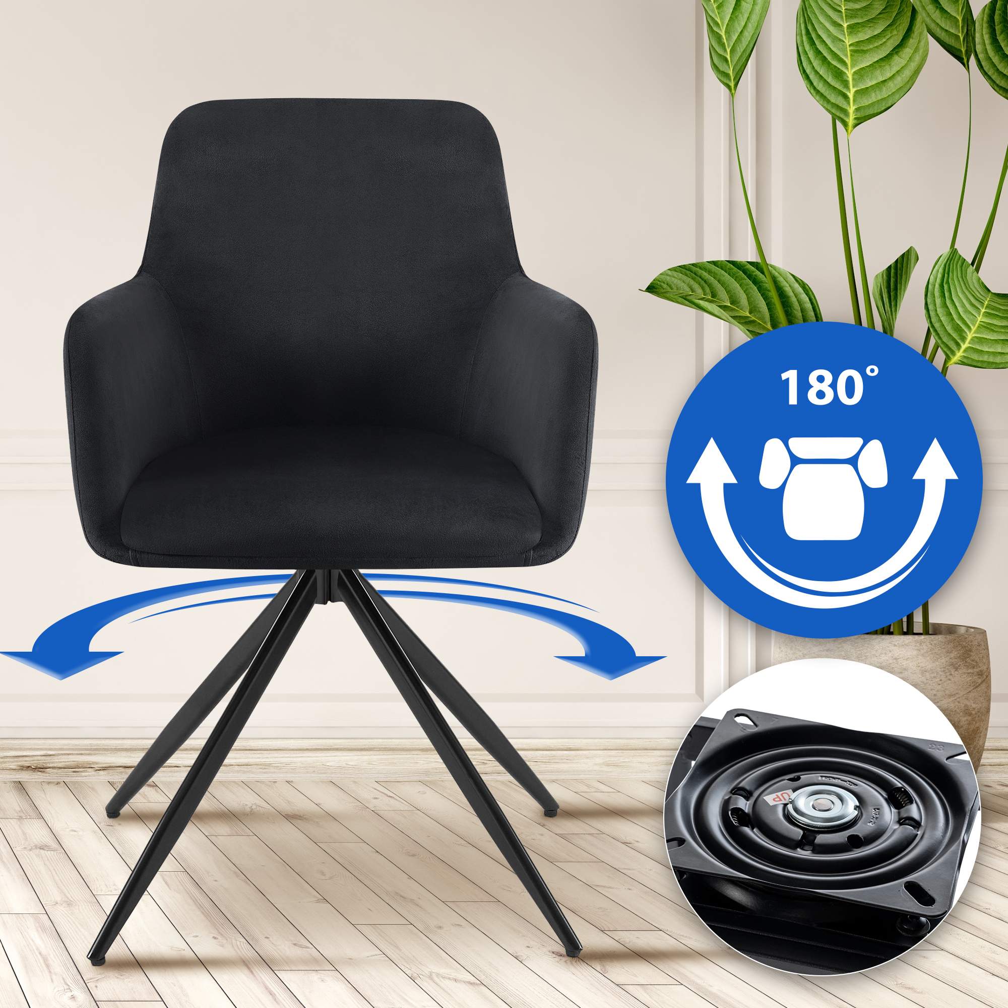Silla de comedor Olema en terciopelo