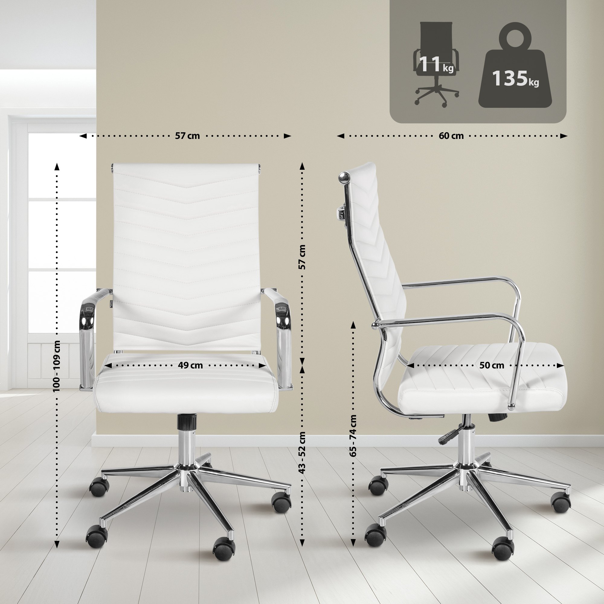 Silla de oficina de piel sintética Canby