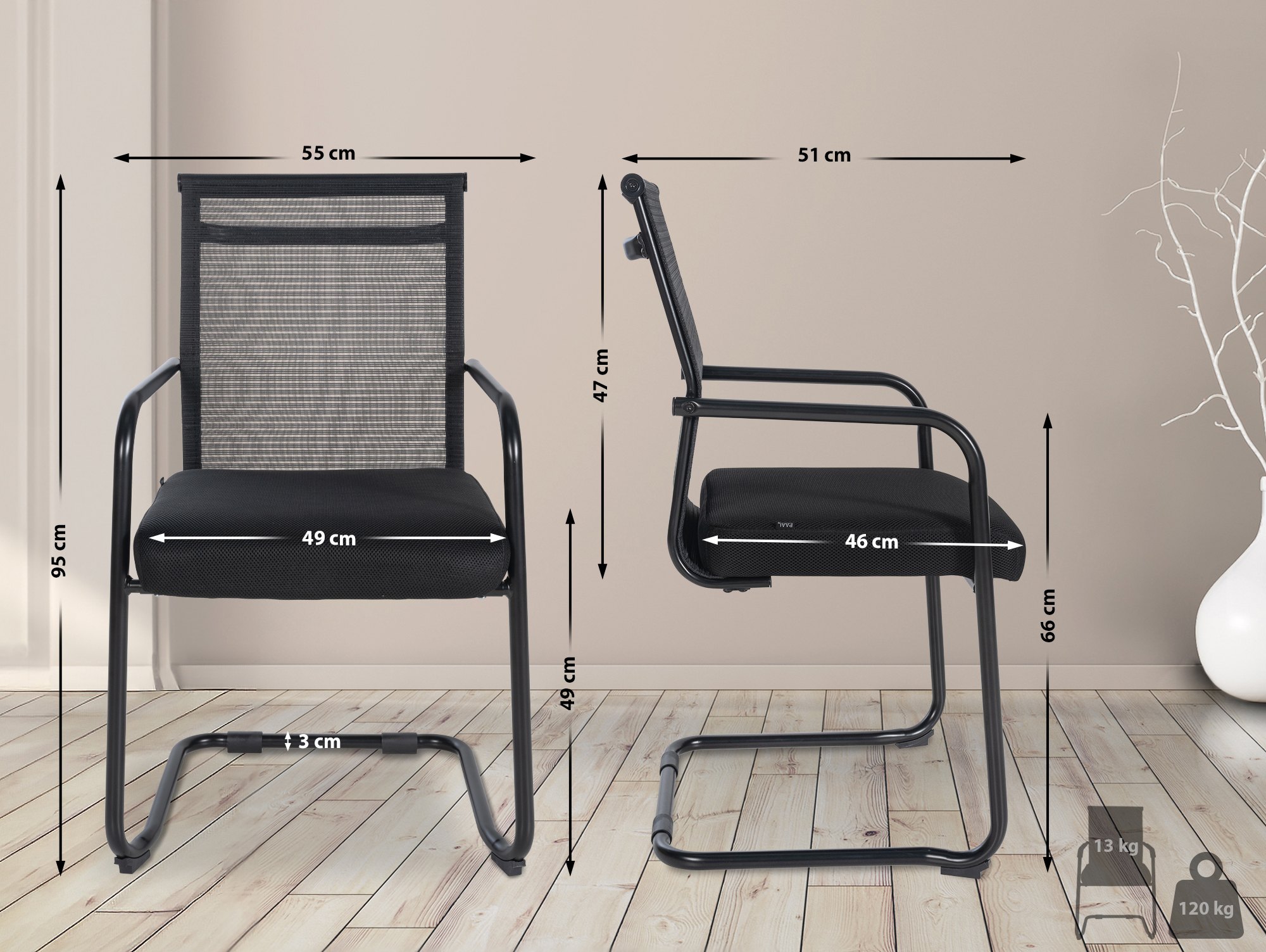 Silla cantilever Denny en tela & malla