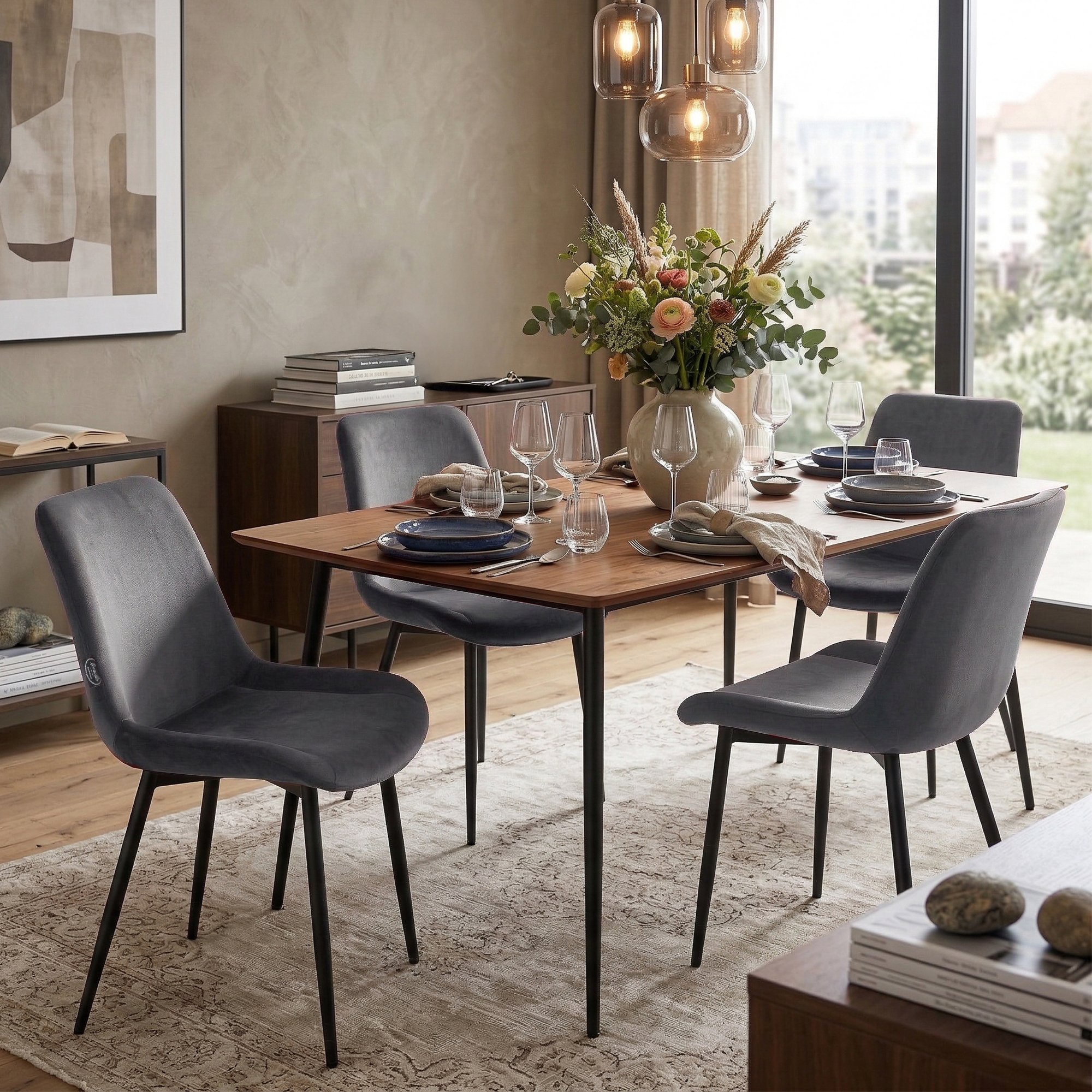 Pack de 4 Sillas de Comedor Victoria de Terciopelo
