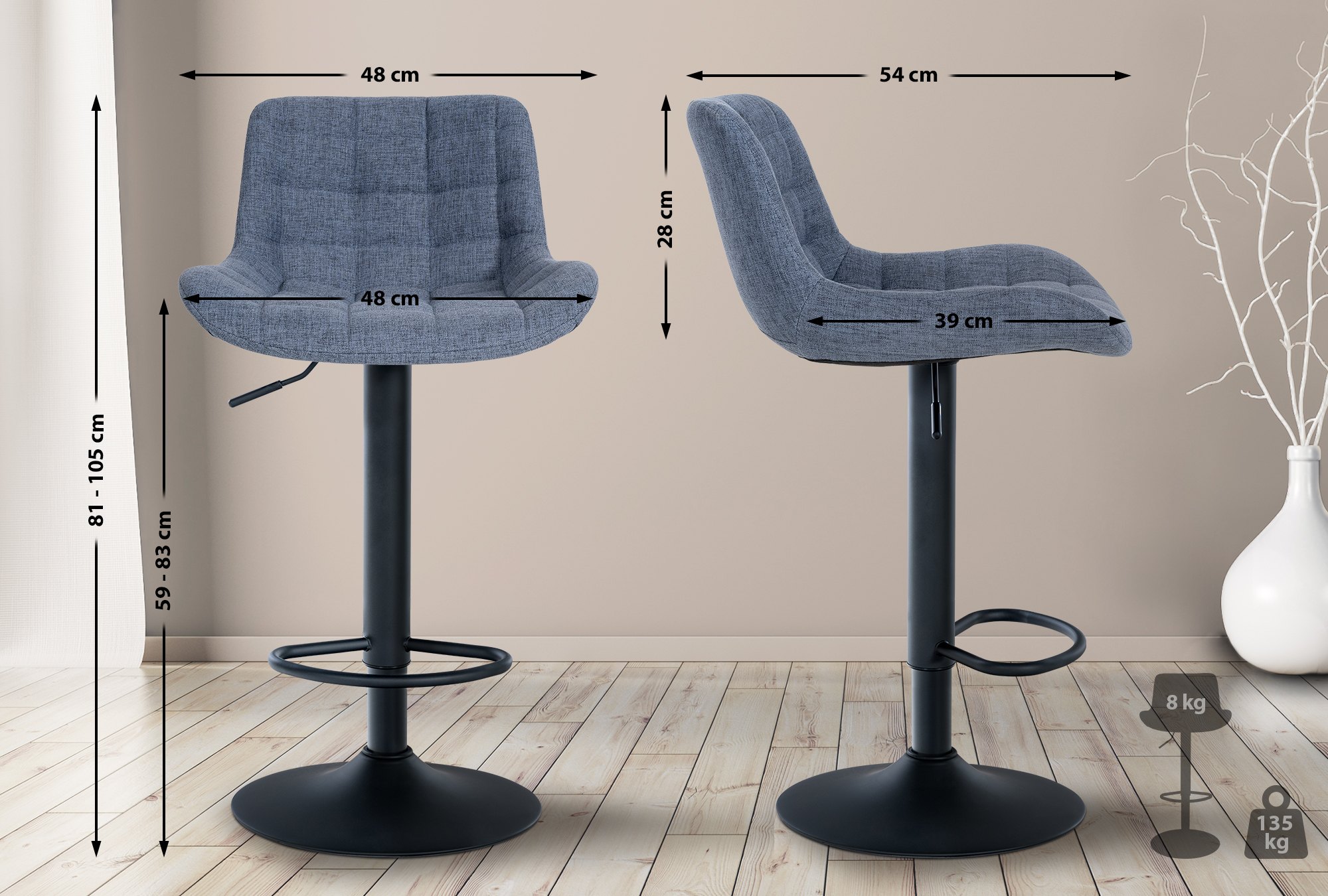 Set de 2 Taburetes de bar Tover