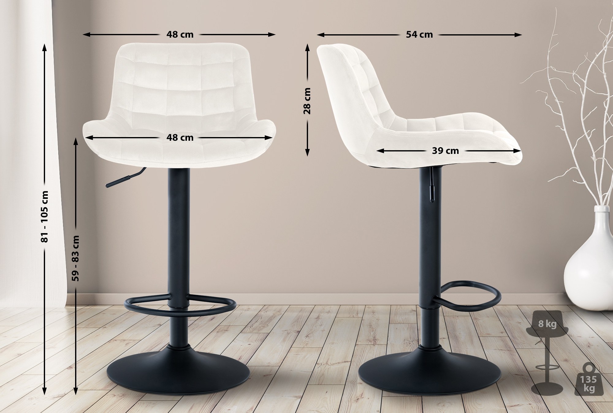 Set de 2 Taburetes de bar Tover
