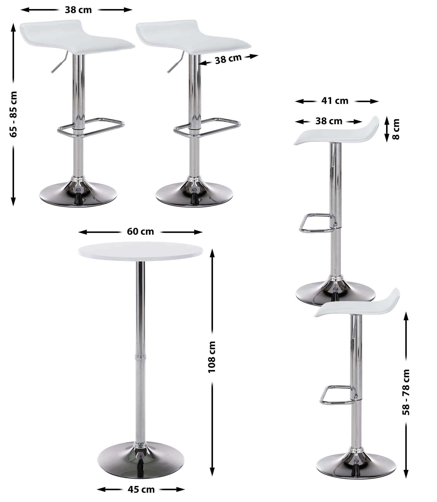 Juego de mesa & 4 taburetes de bar Esberg