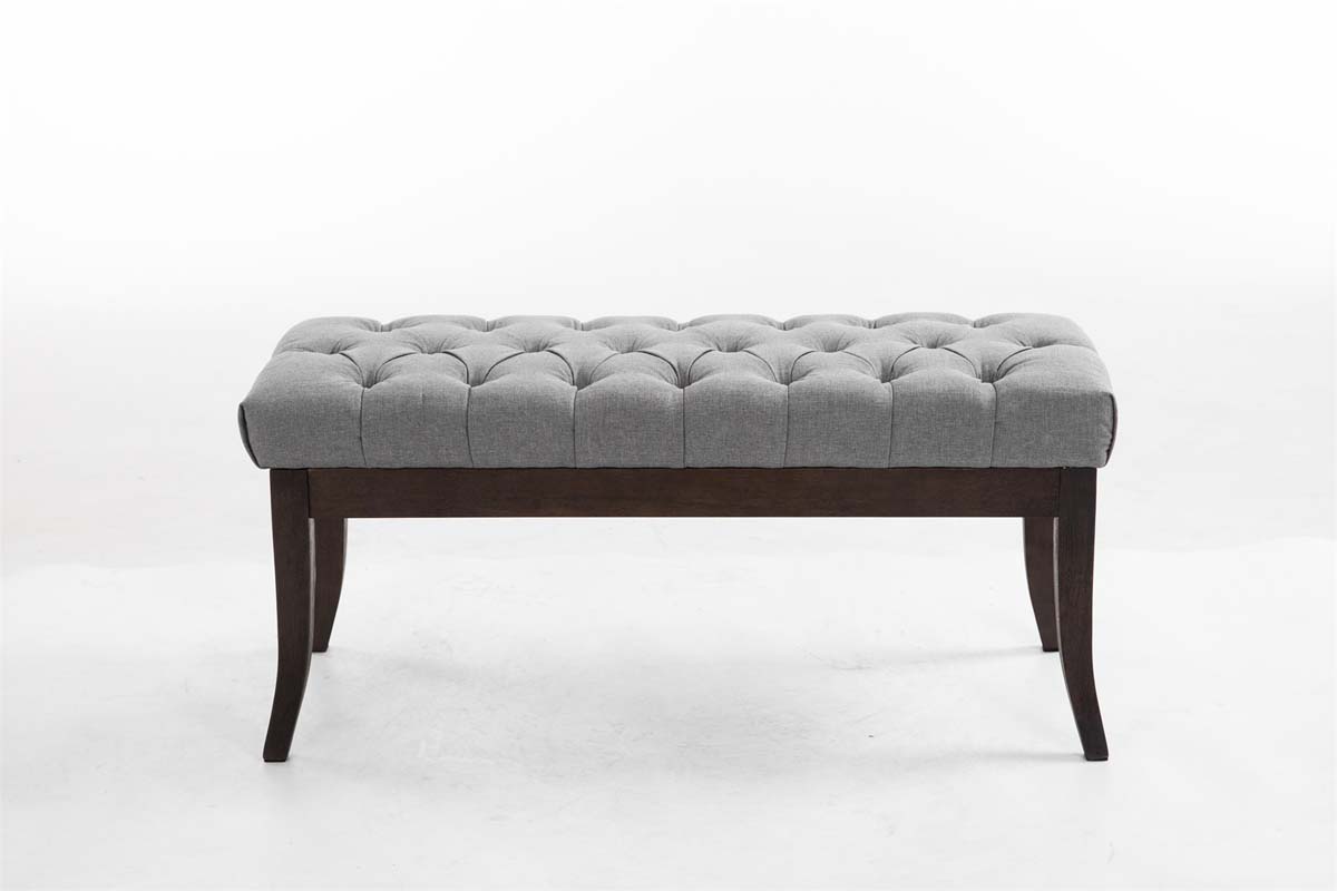 Taburete Recibidor Ramses En Tela & Madera Oscura