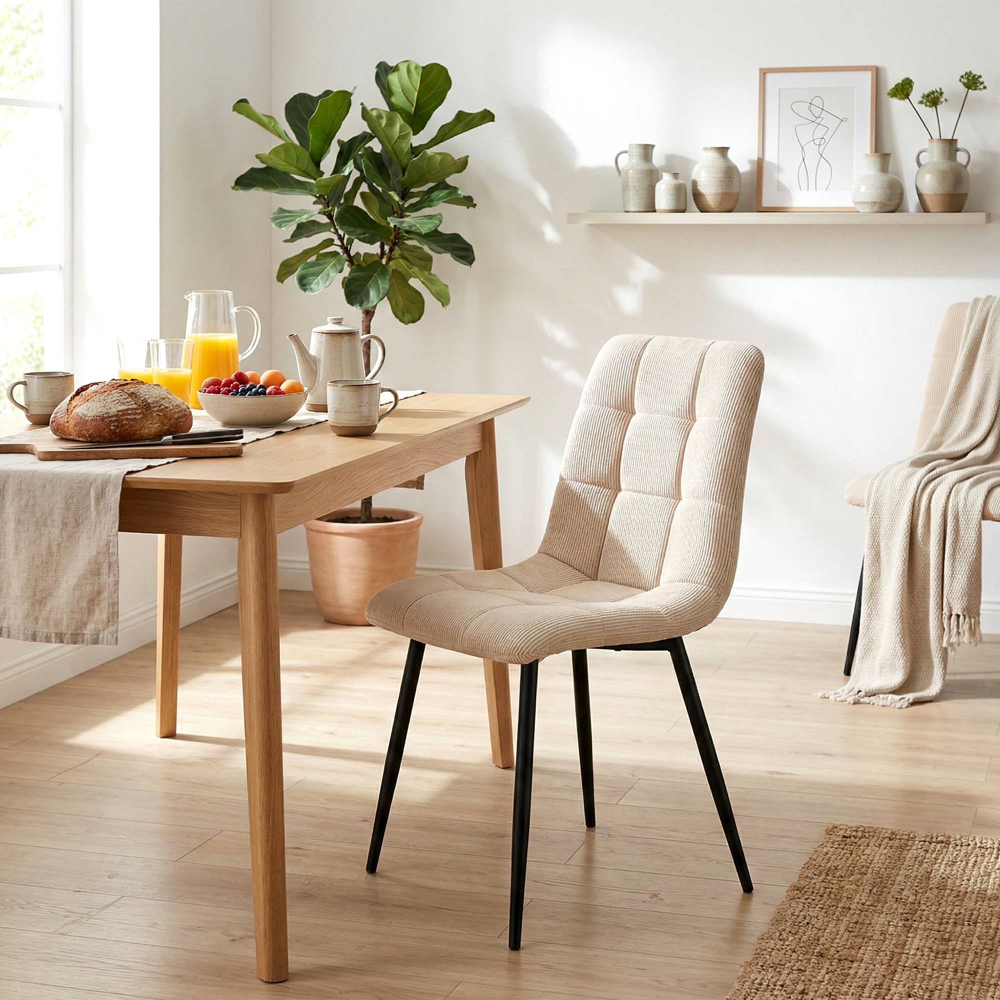 Set de 2 sillas de comedor Antibes de pana