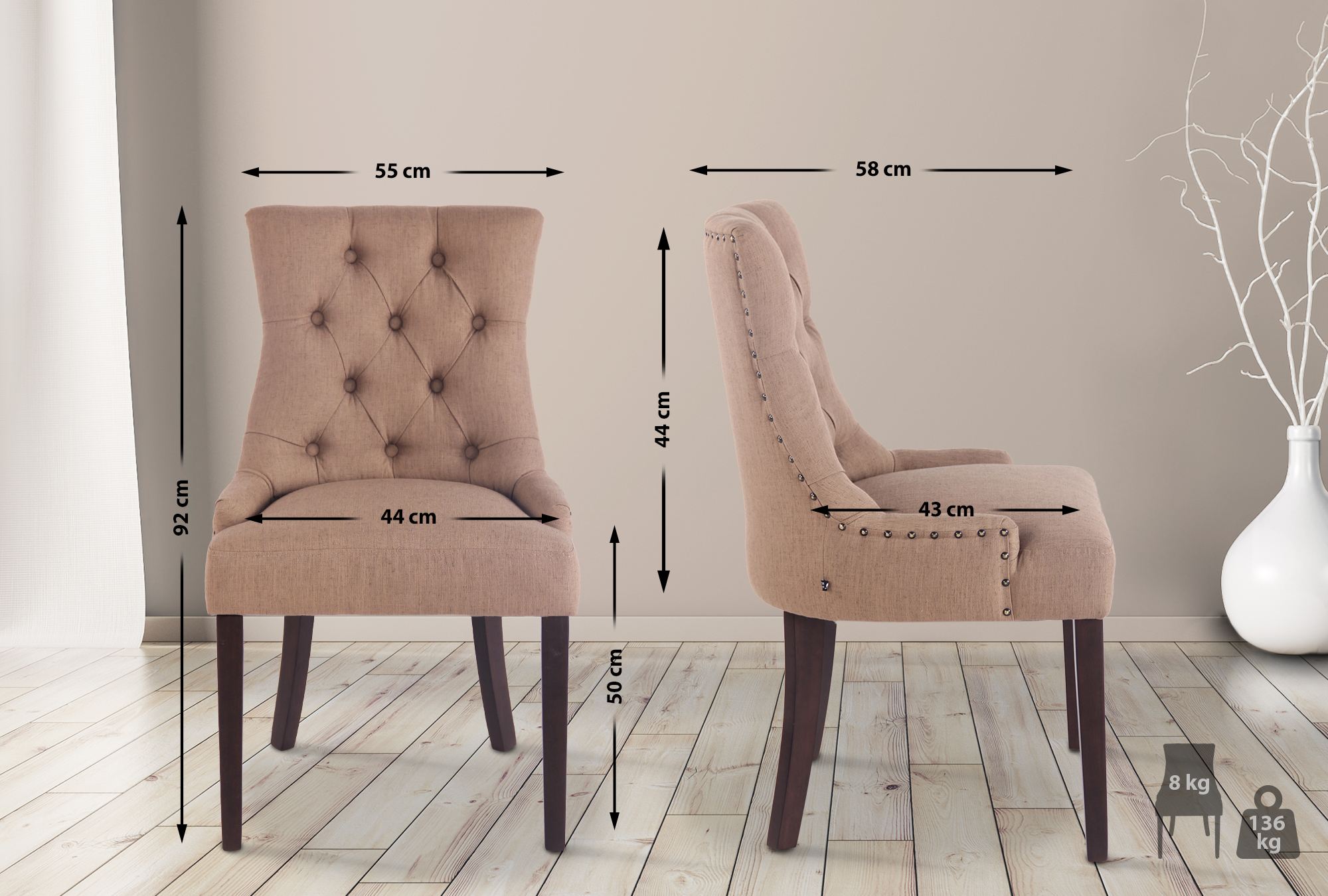 Set De 2 Sillas De Comedor Aberdeen