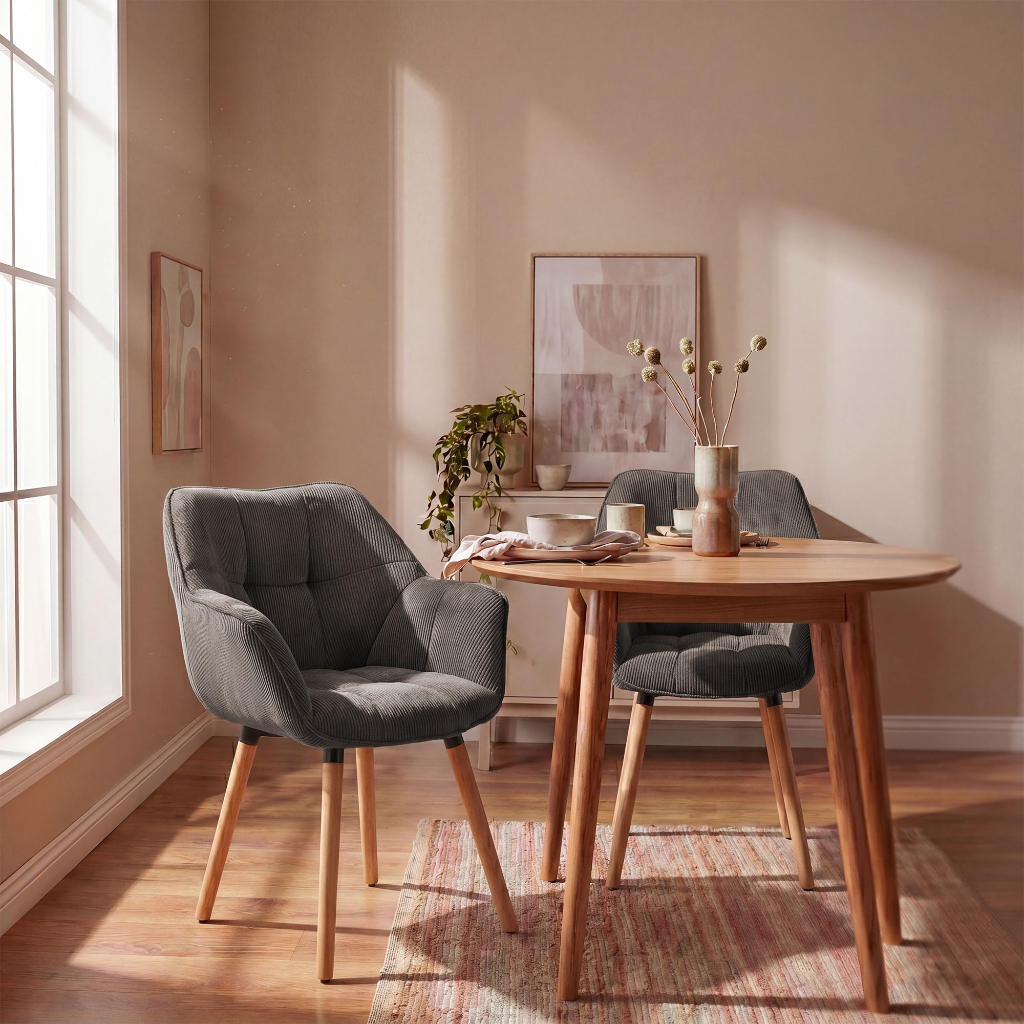 Silla de comedor Milford de pana: comodidad elegante y diseño moderno para tu hogar