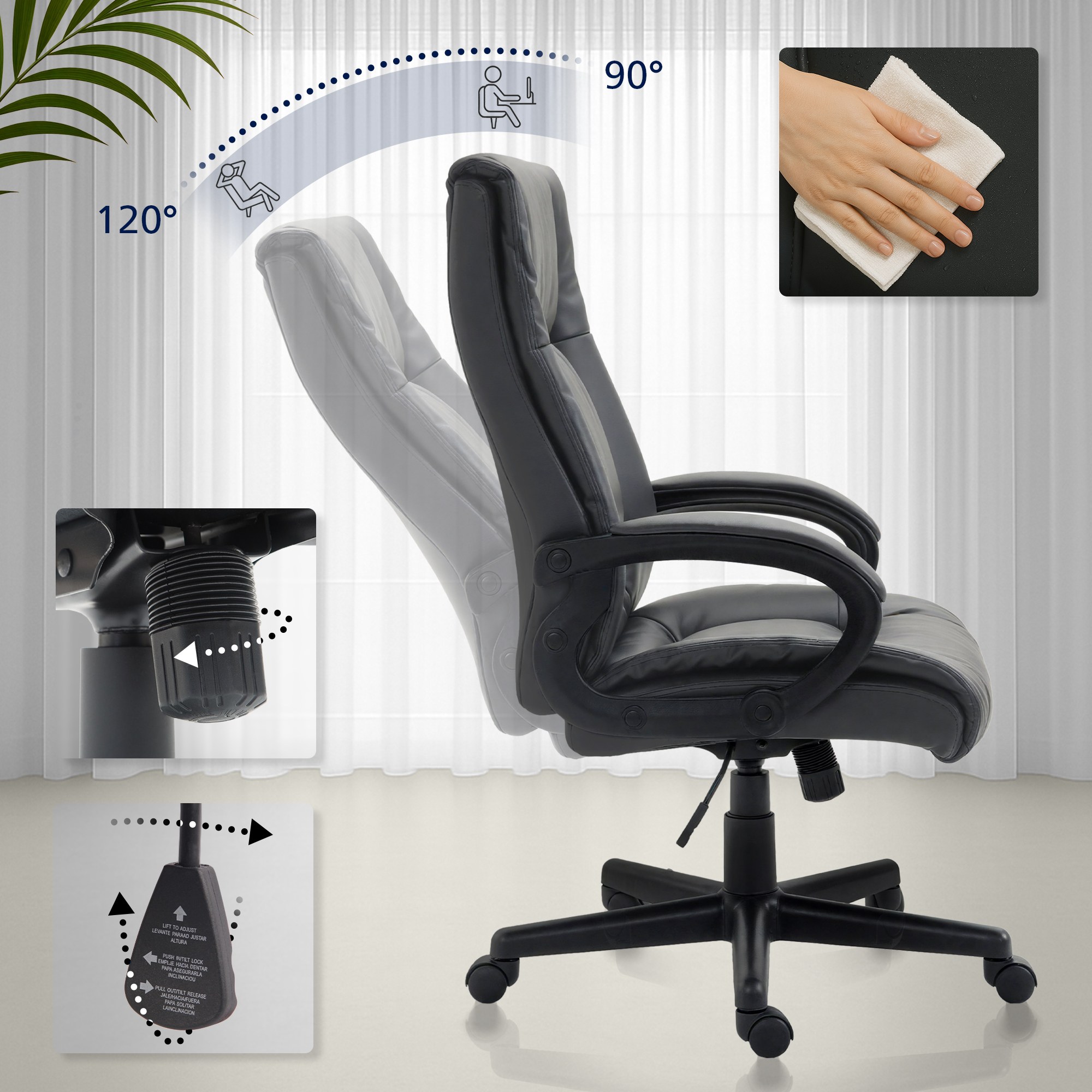 Silla de oficina XL Sparta imitación cuero