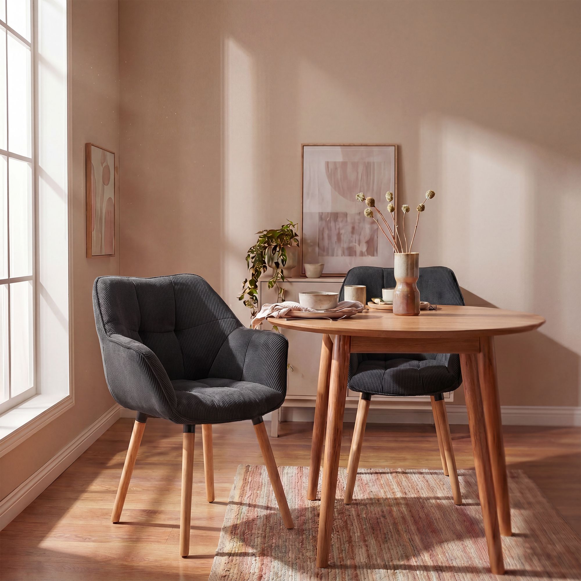 Silla de comedor Milford de pana: comodidad elegante y diseño moderno para tu hogar