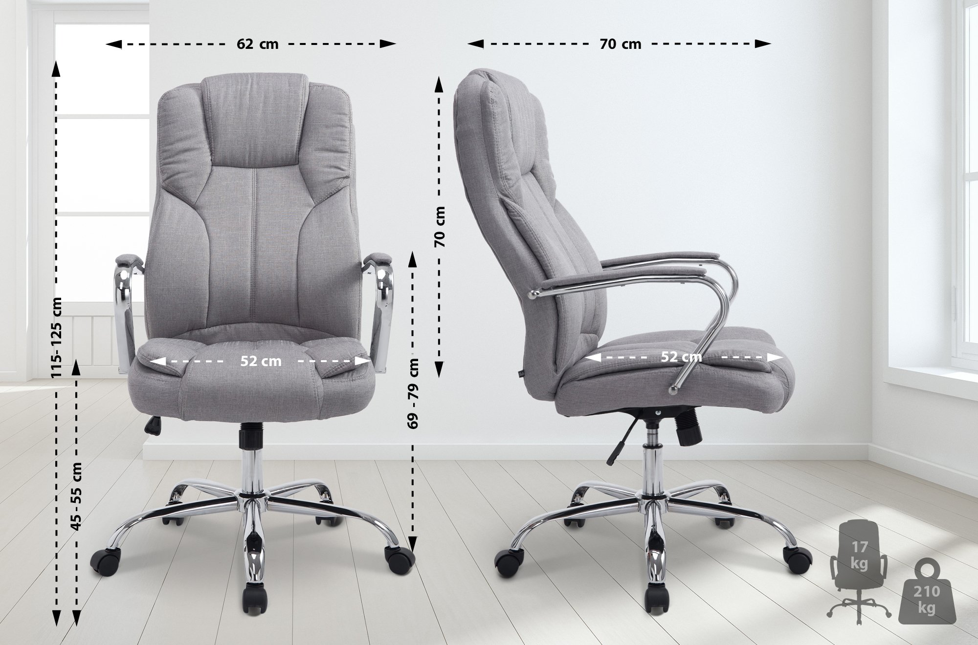 Silla De Oficina XXL Xanthos En Tela