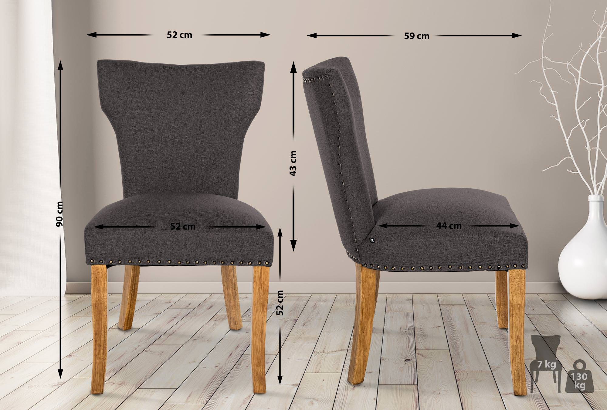 Set de 2 sillas de comedor Zadar en tela