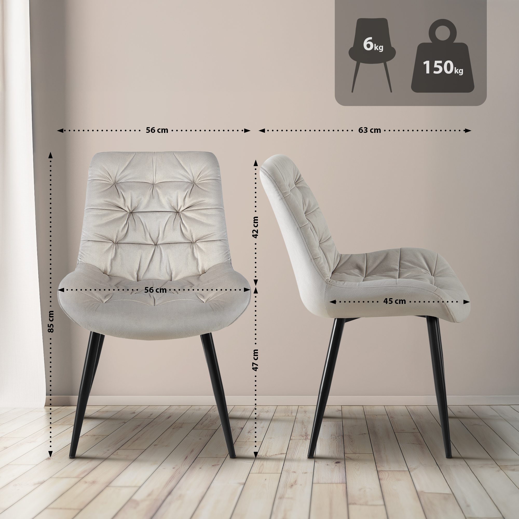 Silla de comedor de terciopelo Rossford