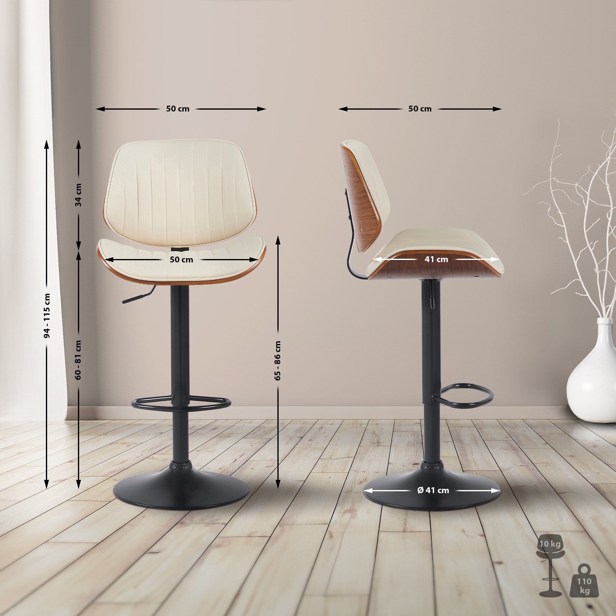 Lote de 2 taburetes de bar Clawson imitación cuero