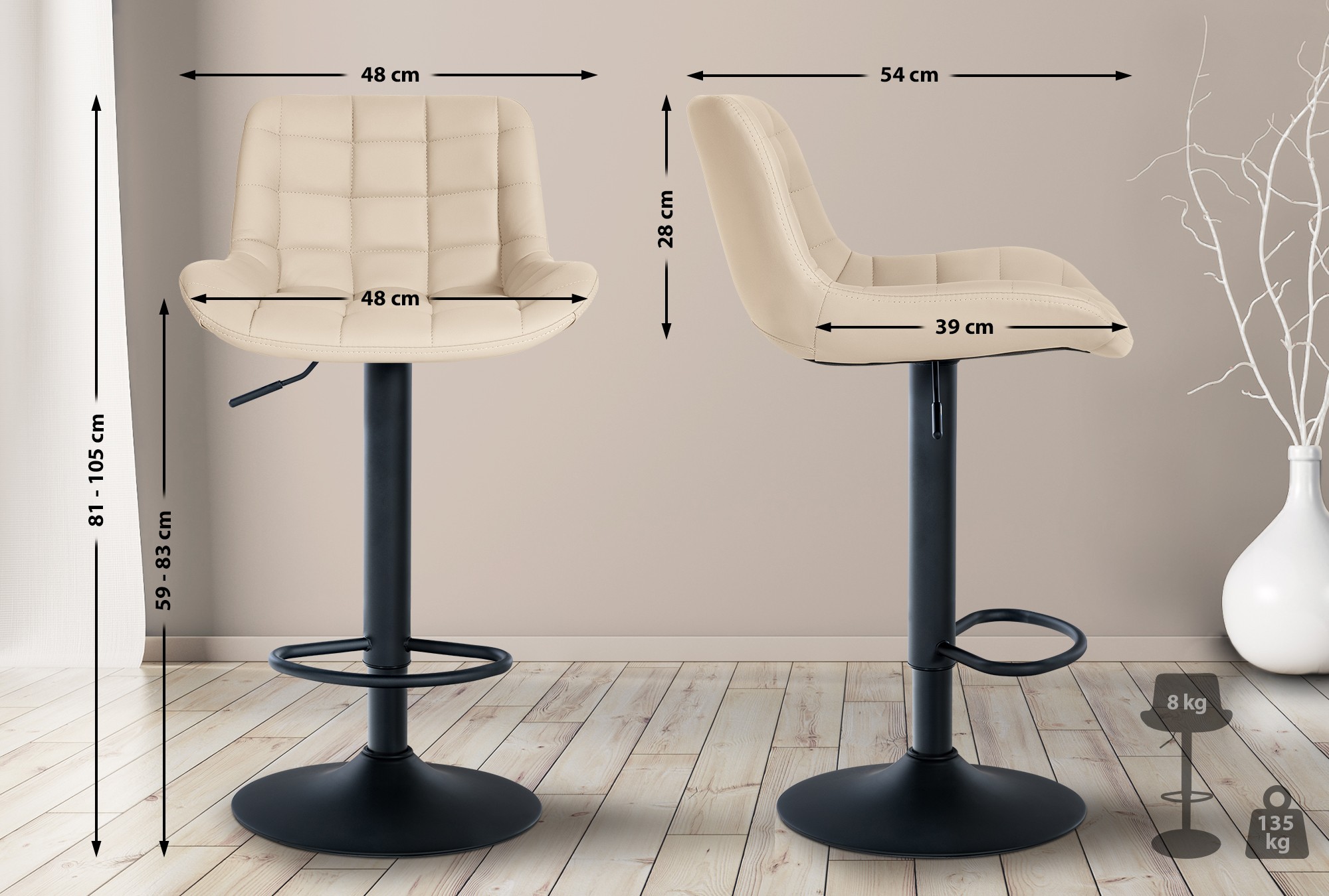 Set de 2 Taburetes de bar Tover