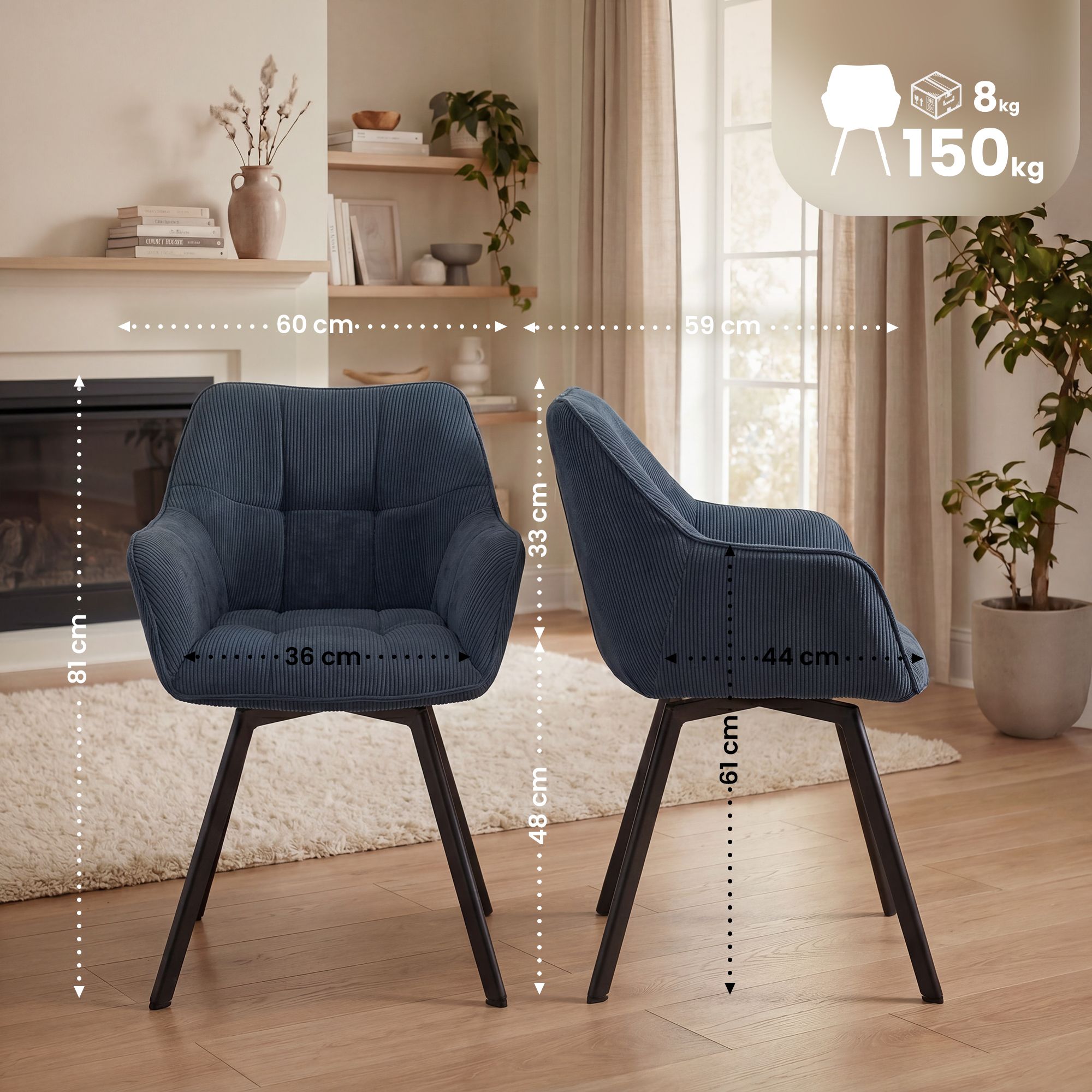 Silla de comedor Jordi Cord