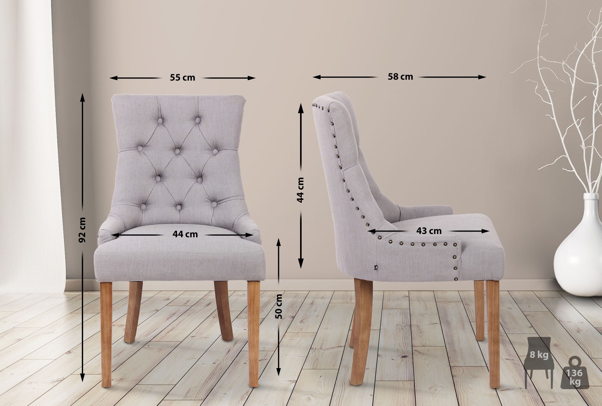 Set De 2 Sillas De Comedor Aberdeen